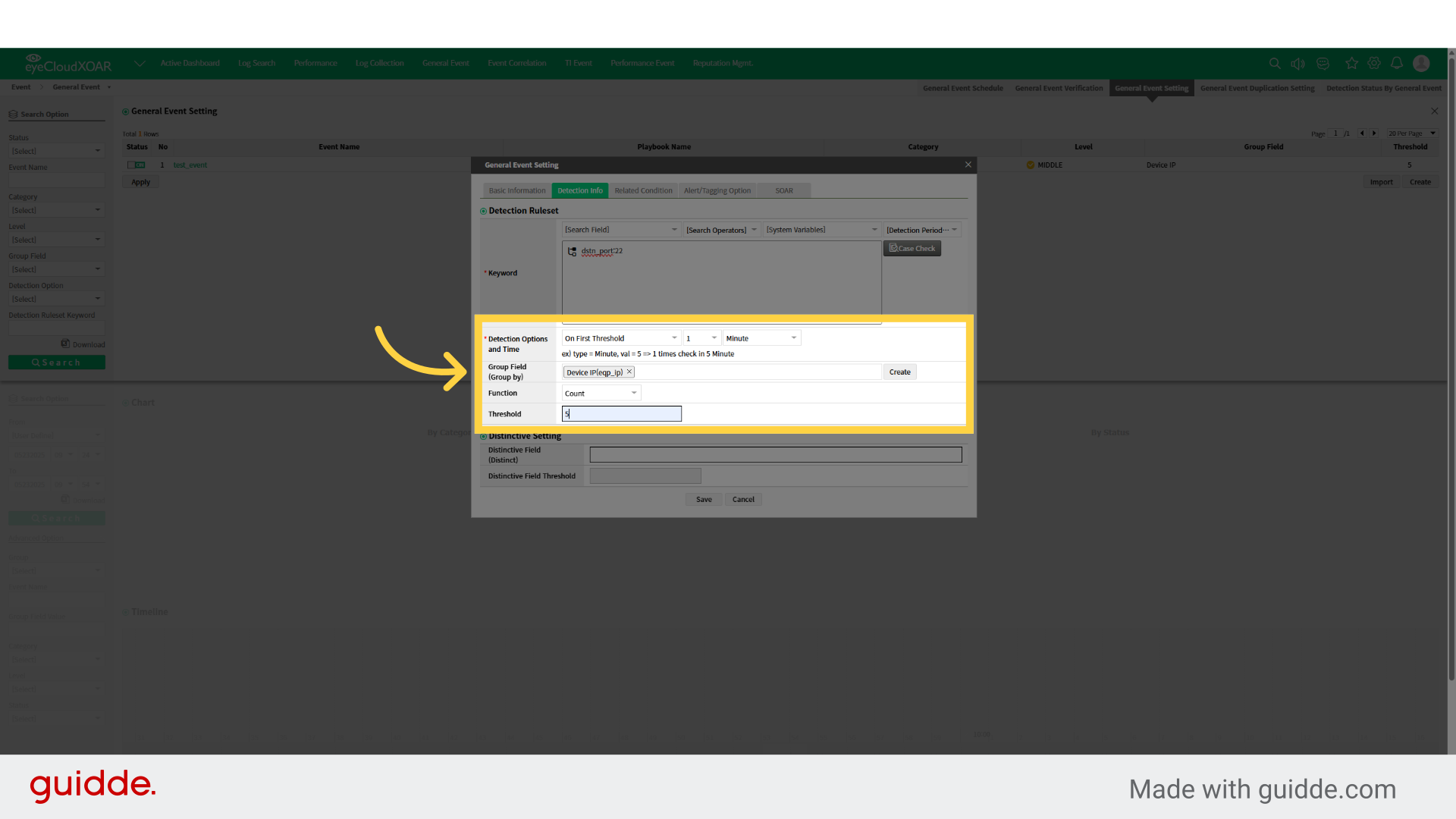 Trigger an event when the threshold is first exceeded within the reference time.
 
Trigger an event when the threshold is first exceeded after the reference time has passed since the last detection, and the timer has been reset and started.
 
Ignore detections if they occur continuously within the reference time after the last detection.