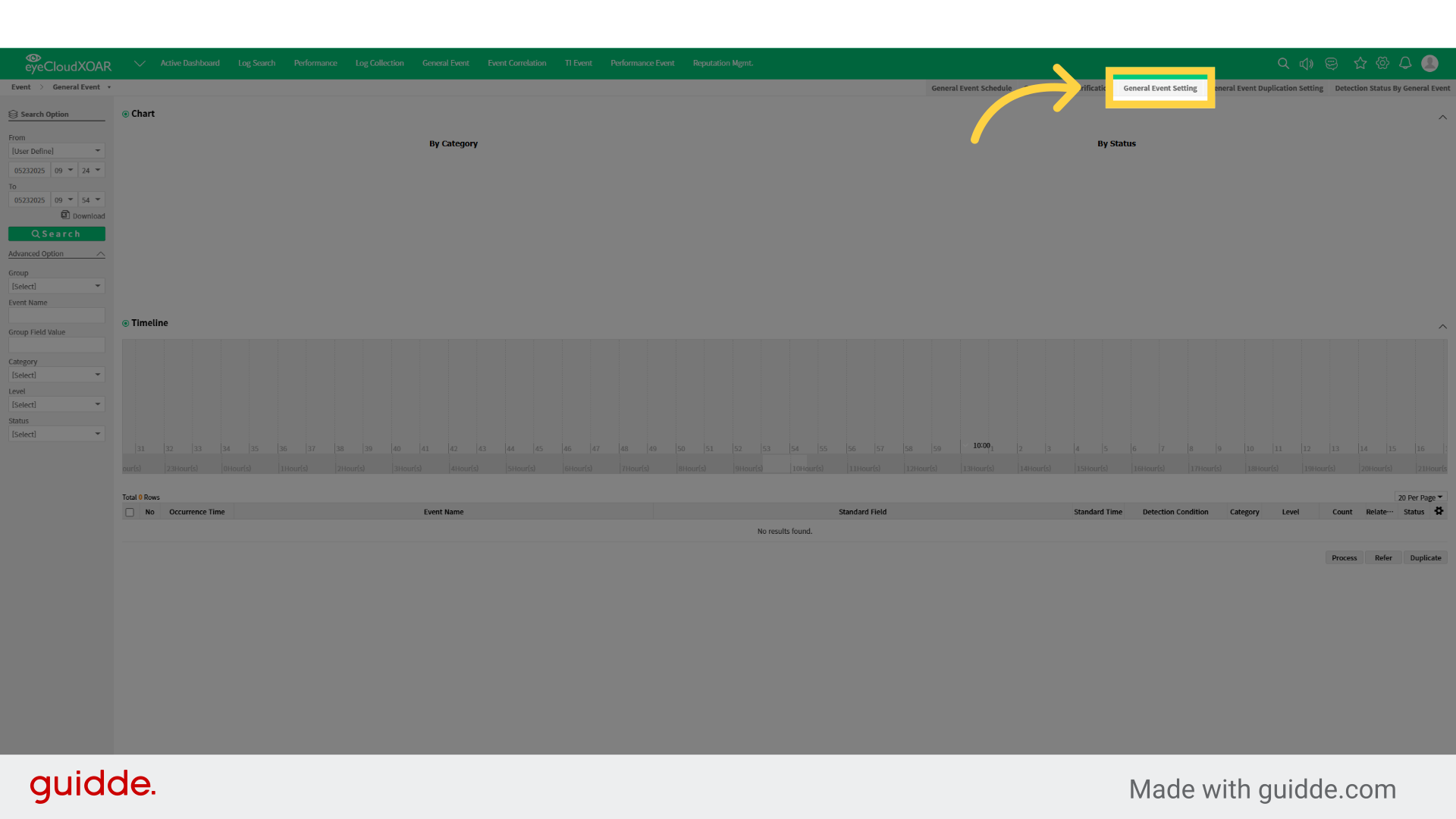 Click 'General Event Setting'