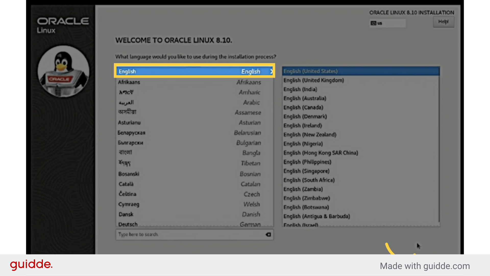 Select Language and click Contiune