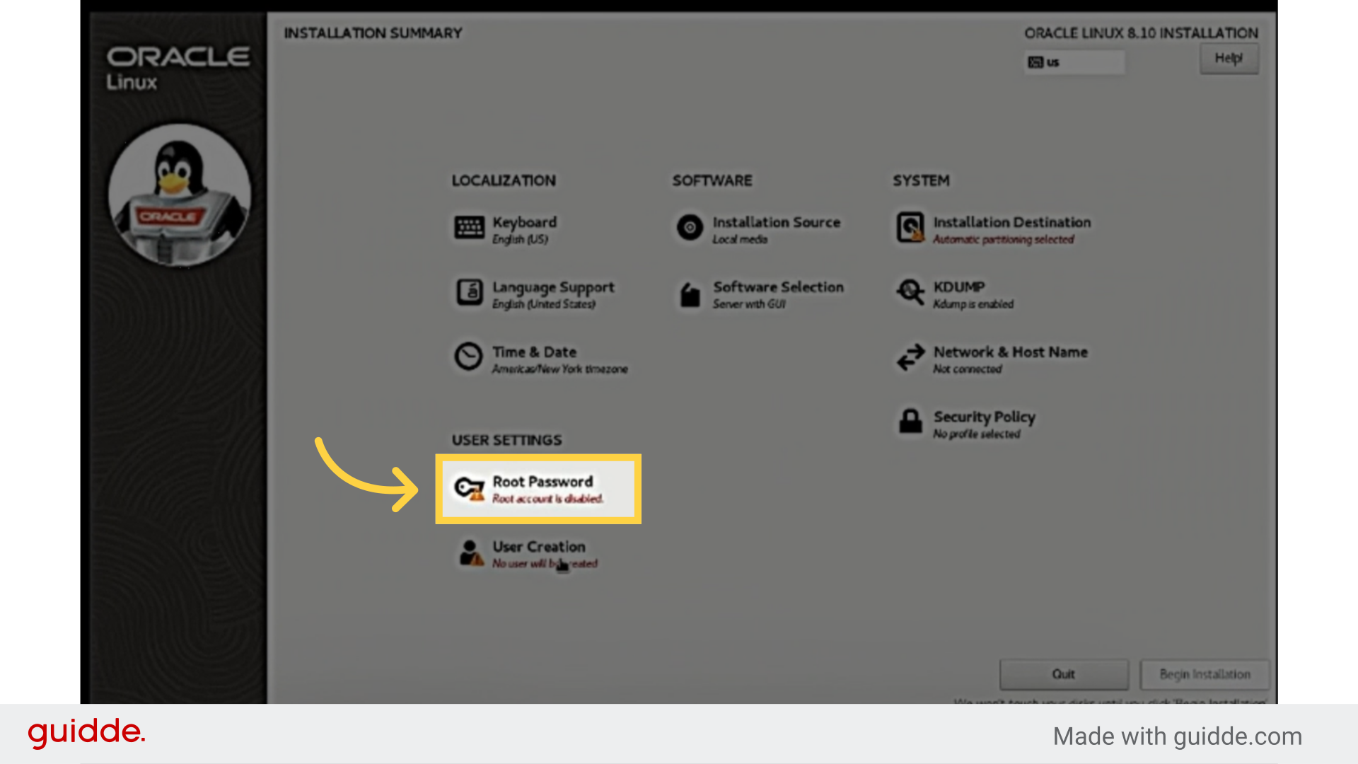Click 'Root Passward '