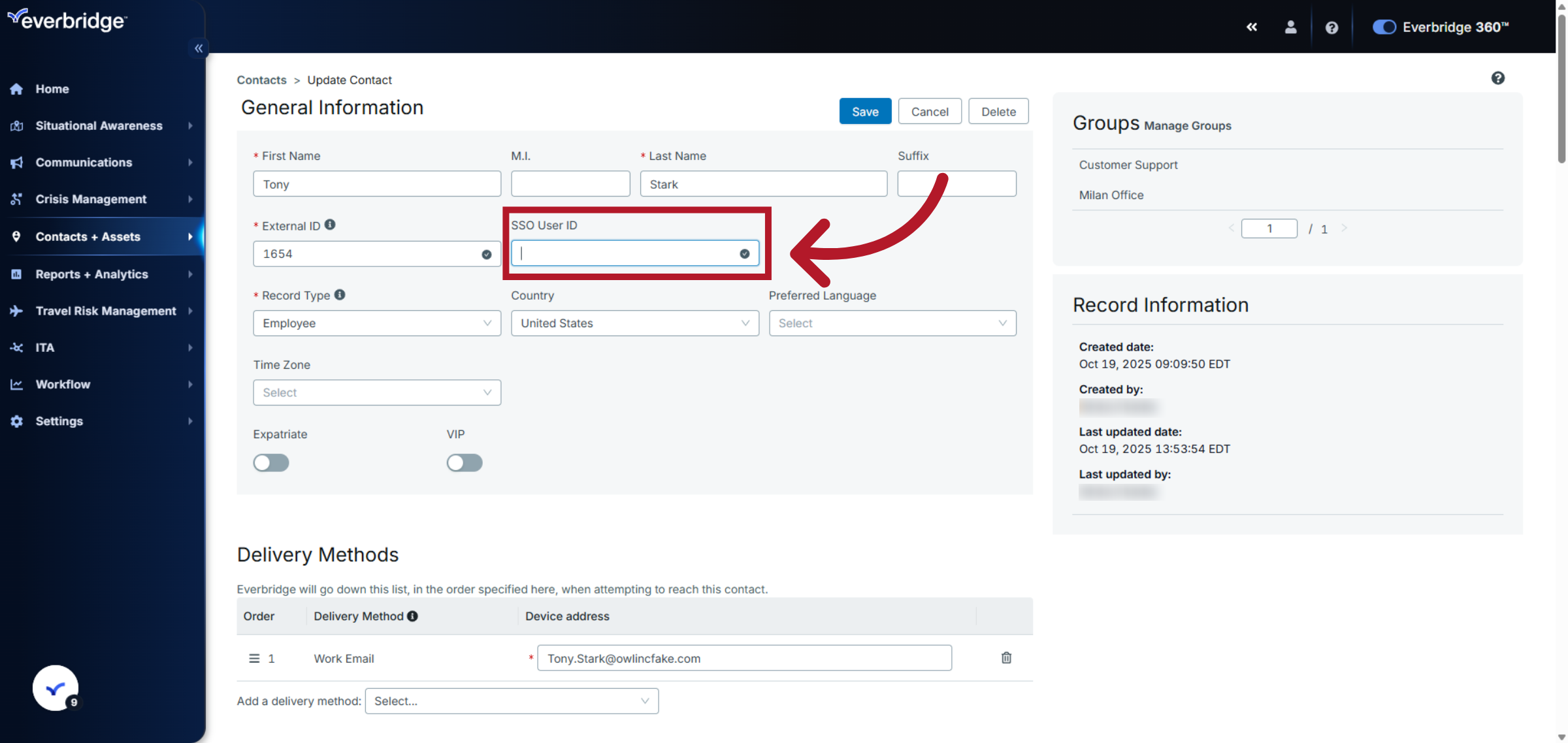 Open SSO User ID Field