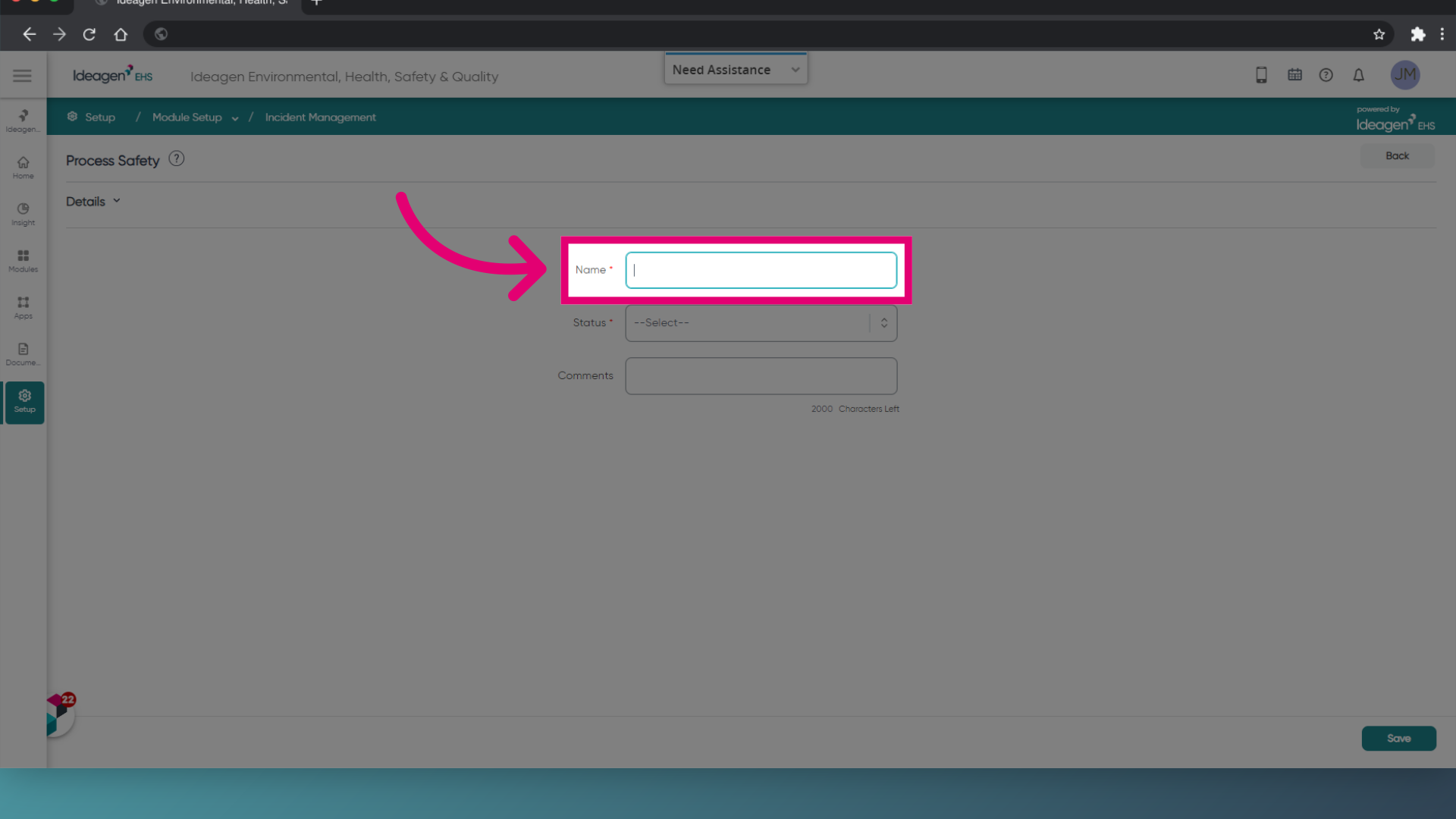 Enter a Name for your classification