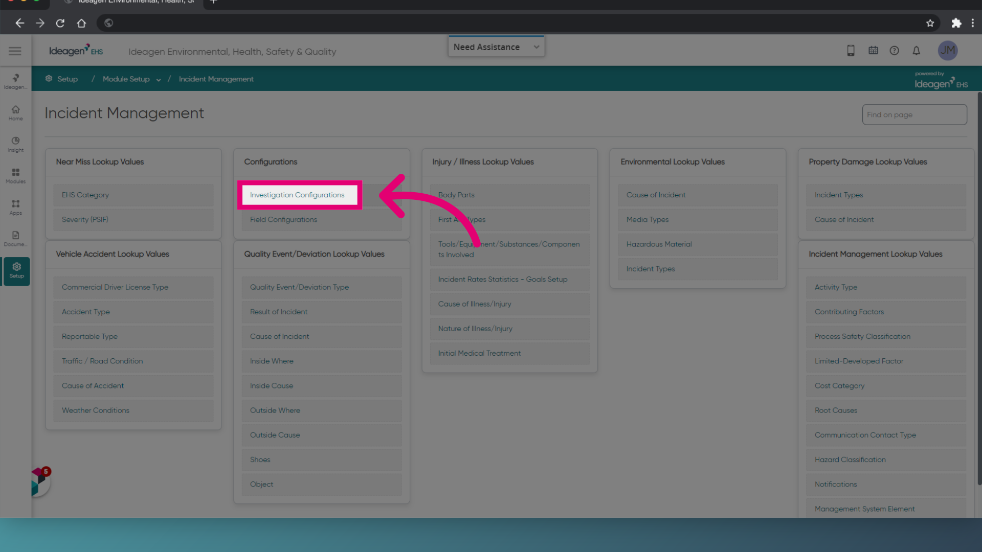 Click Investigation Configurations