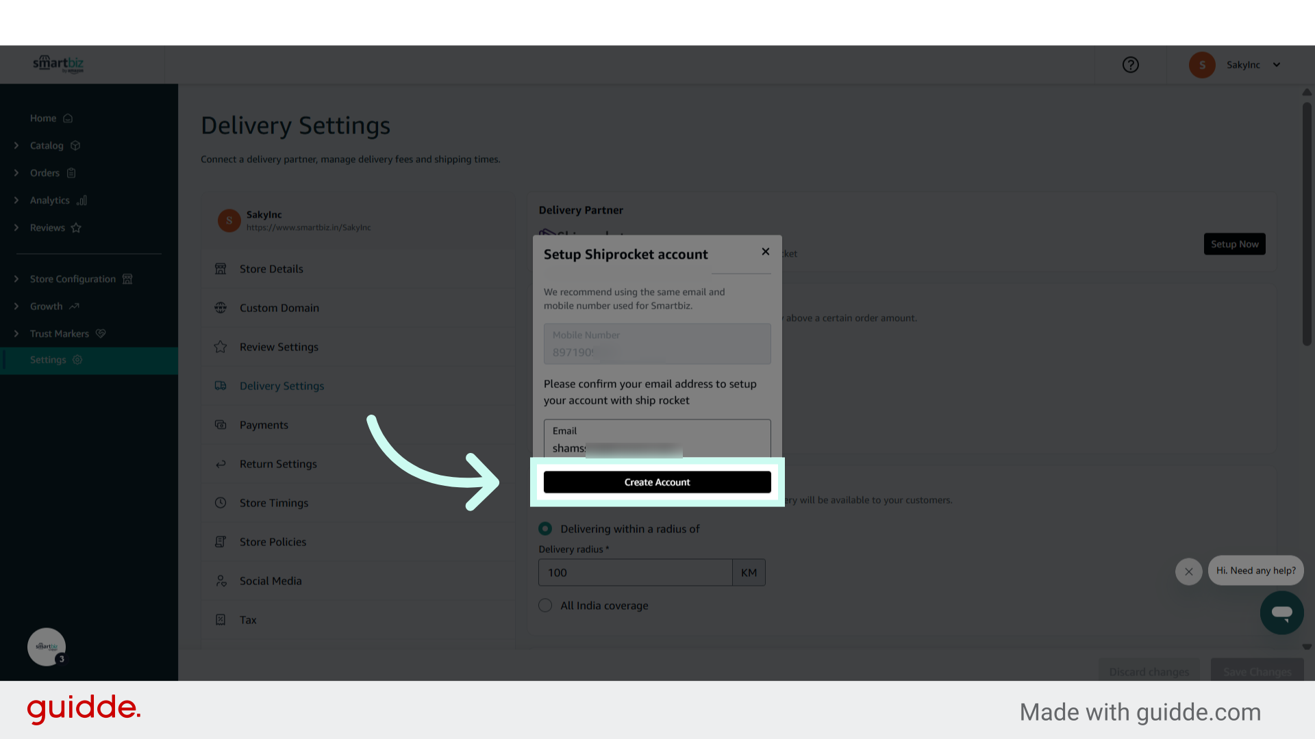 Click 'Create Account'