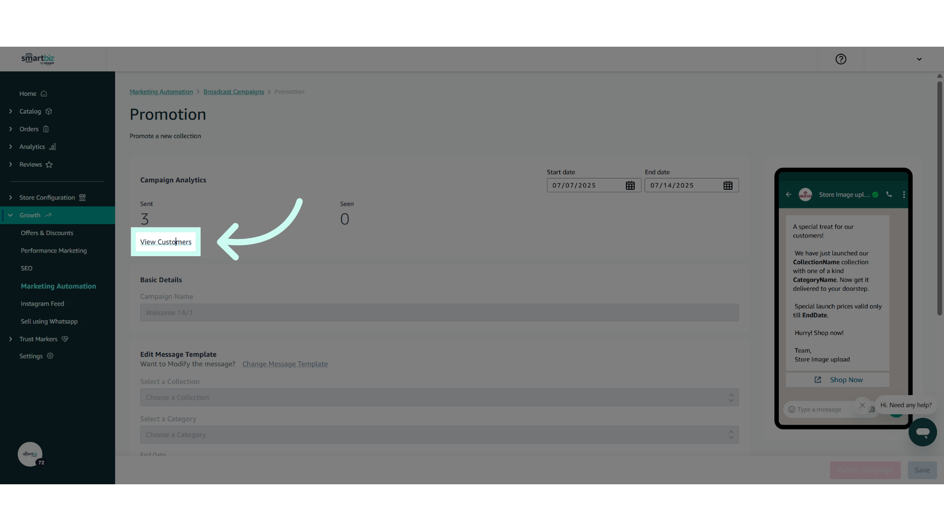 Click 'View Customers'