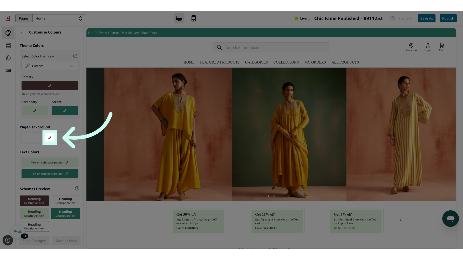 Click here to change 'Page Background'