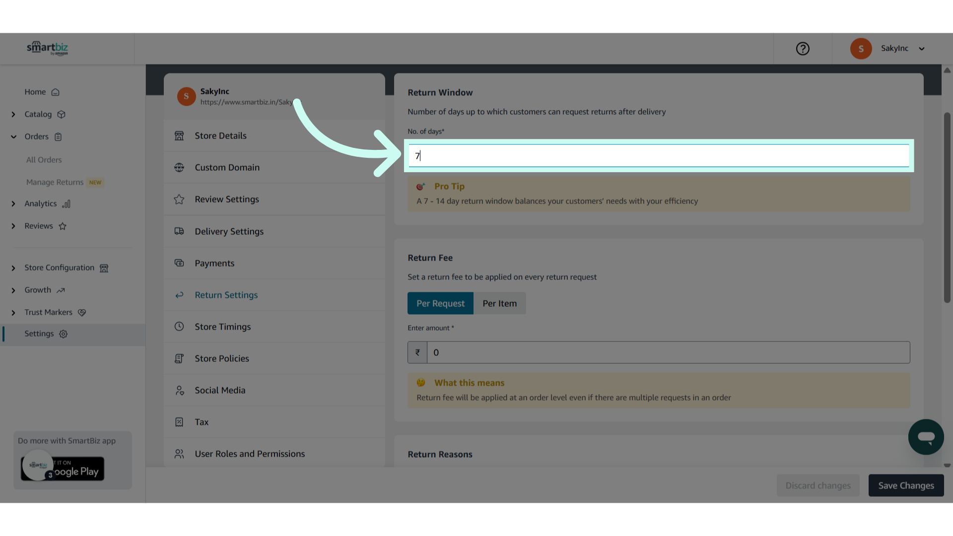 Set the Return Window