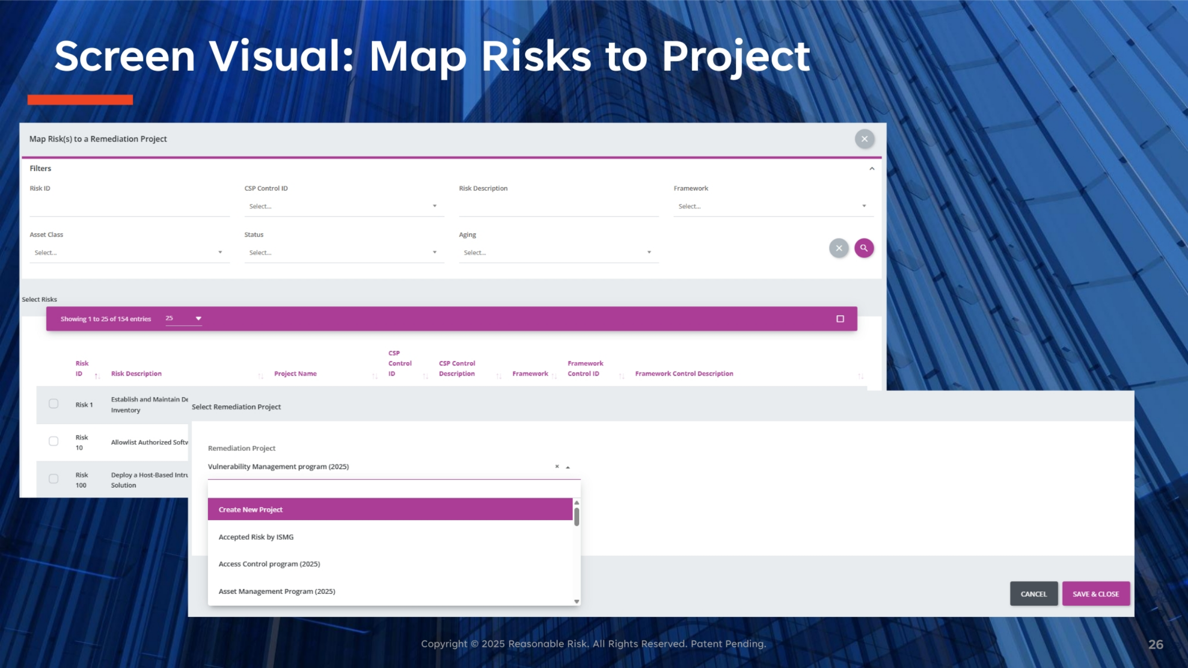 Screen Visual: Map Risks to Project