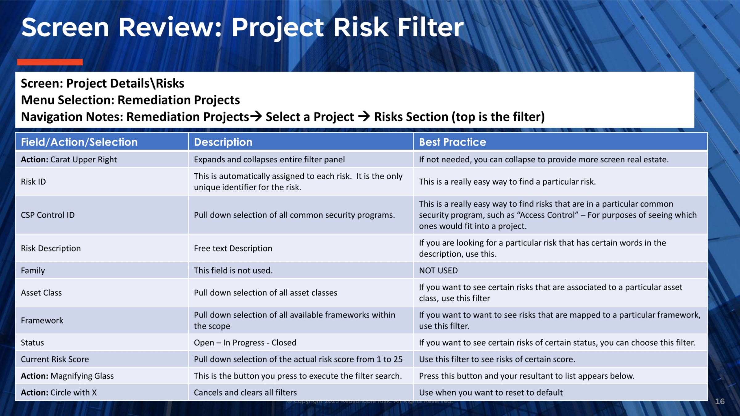 Screen Review: Project Risk Filter