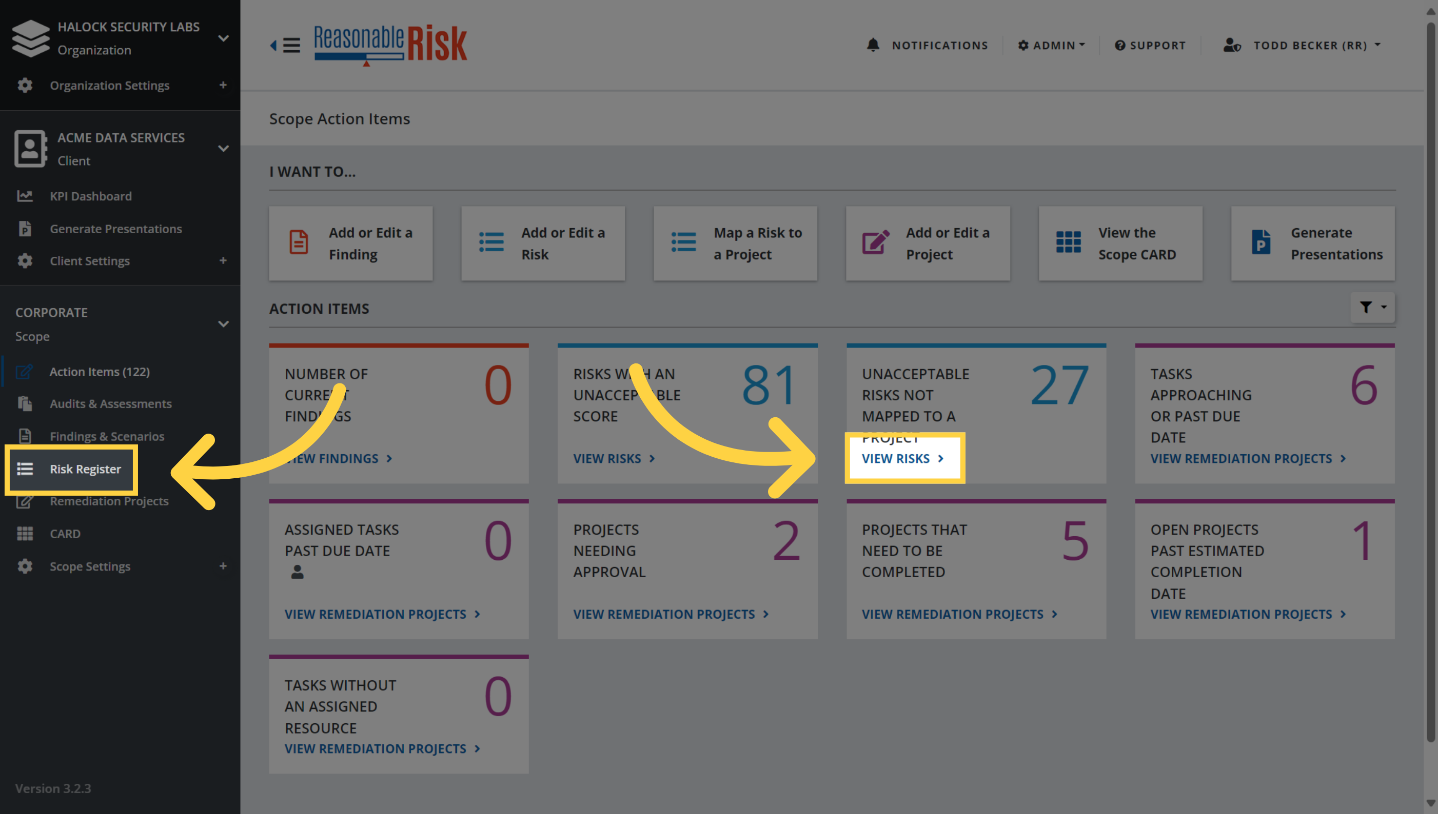 Map a Risk to a Project from the Risk Register.