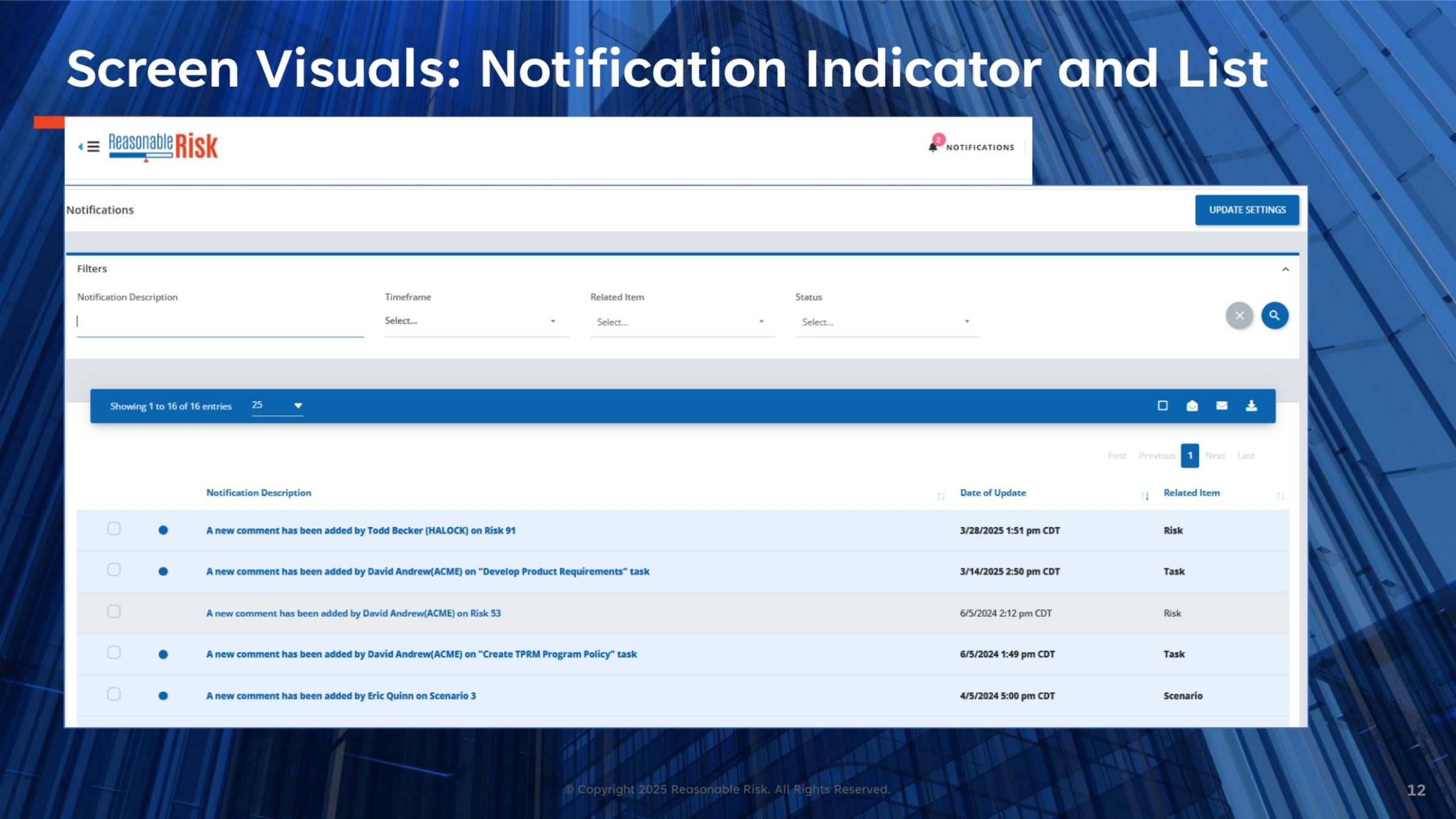 Notification Indicator and List Visuals