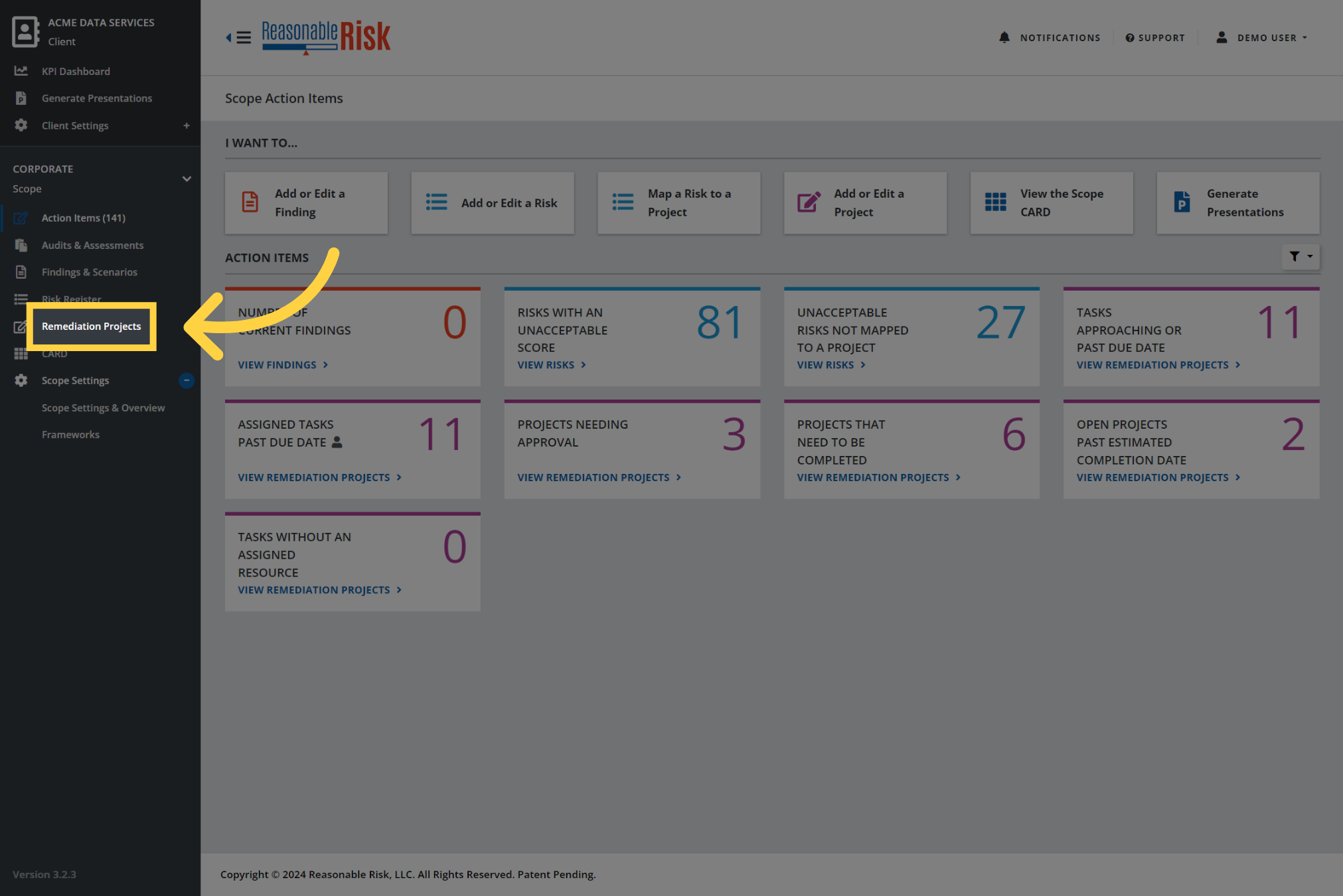 Navigate to a module of the application