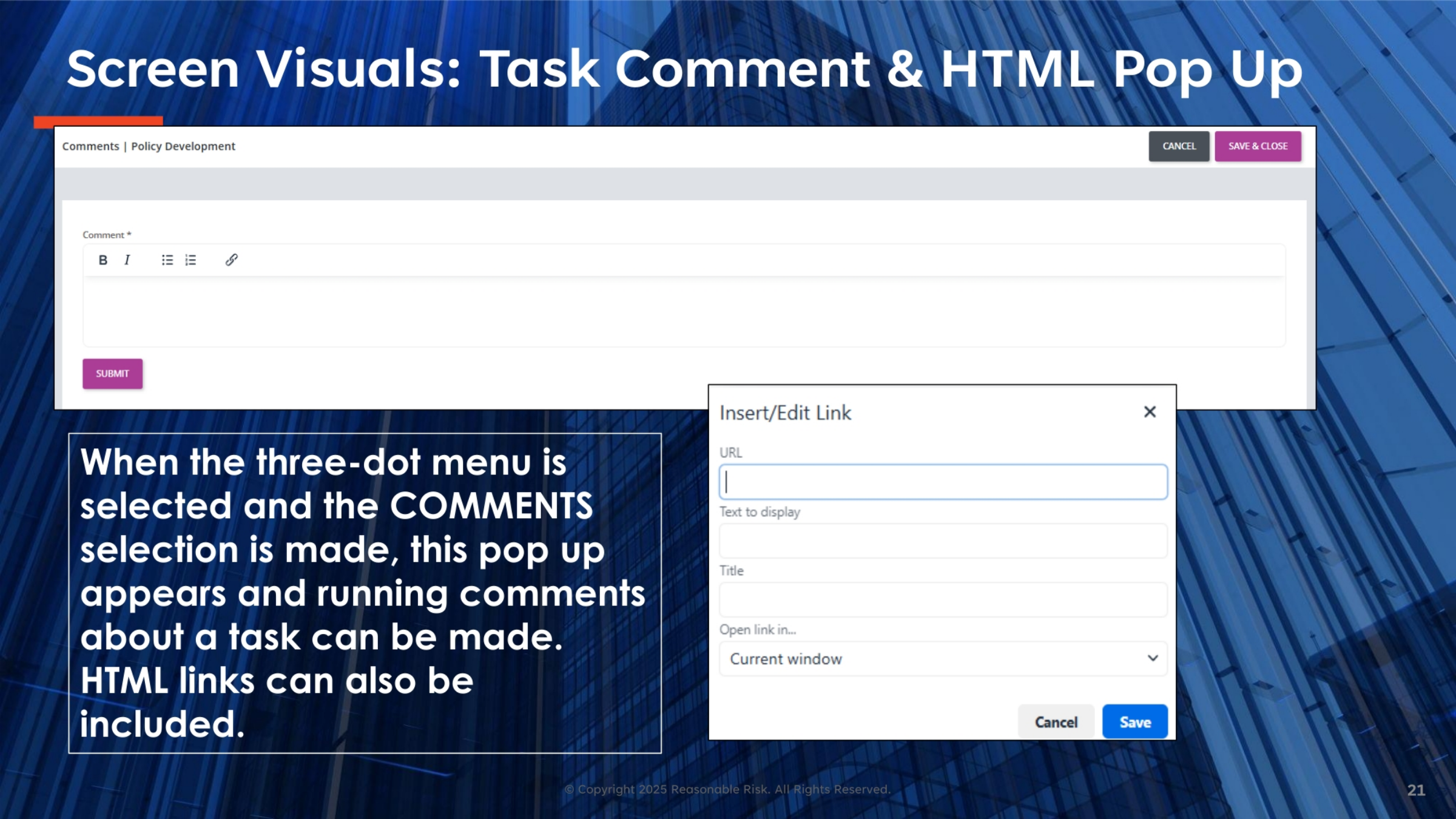 Visualizing Task Comments and HTML Links