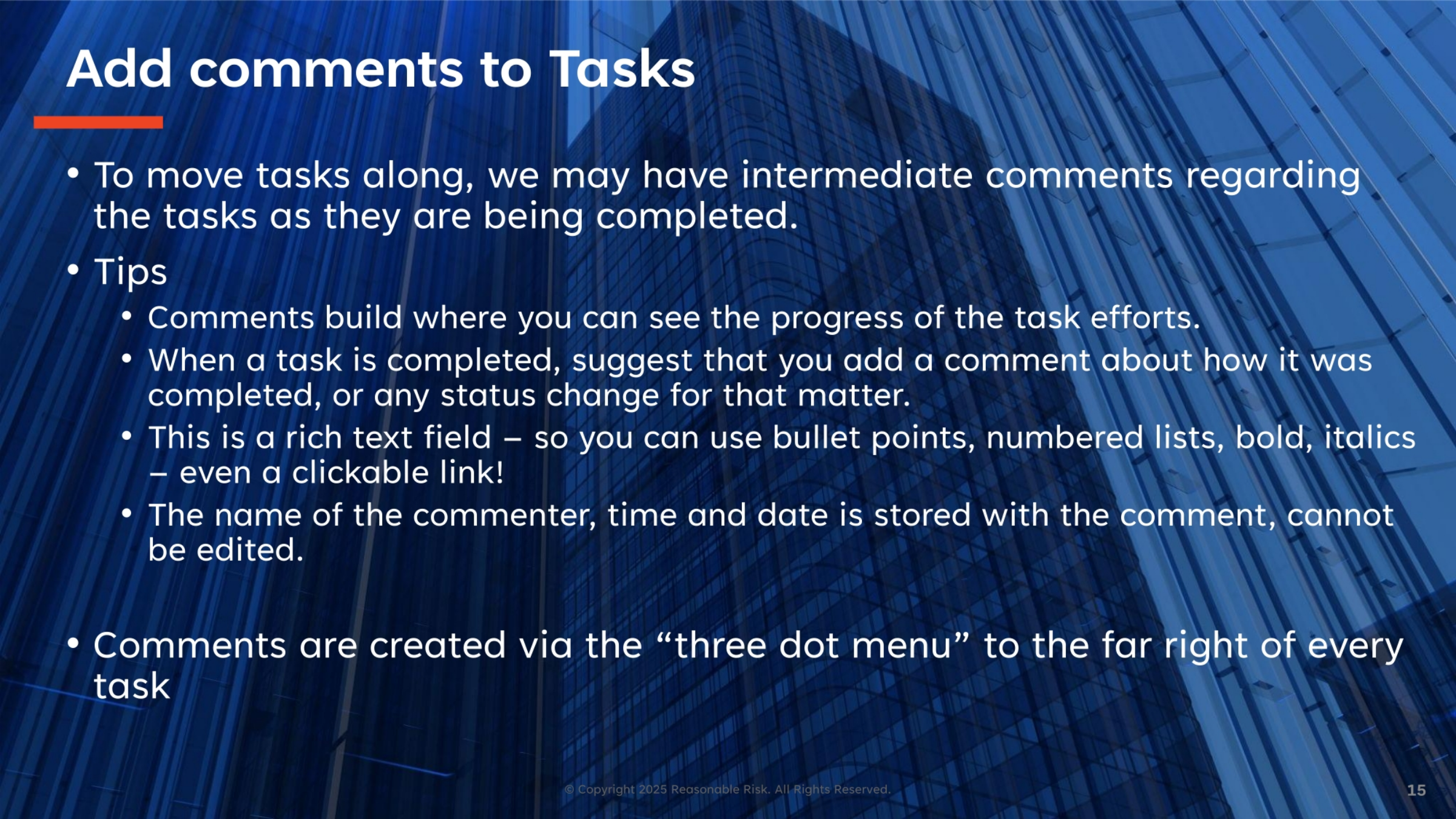Adding Comments to Tasks
