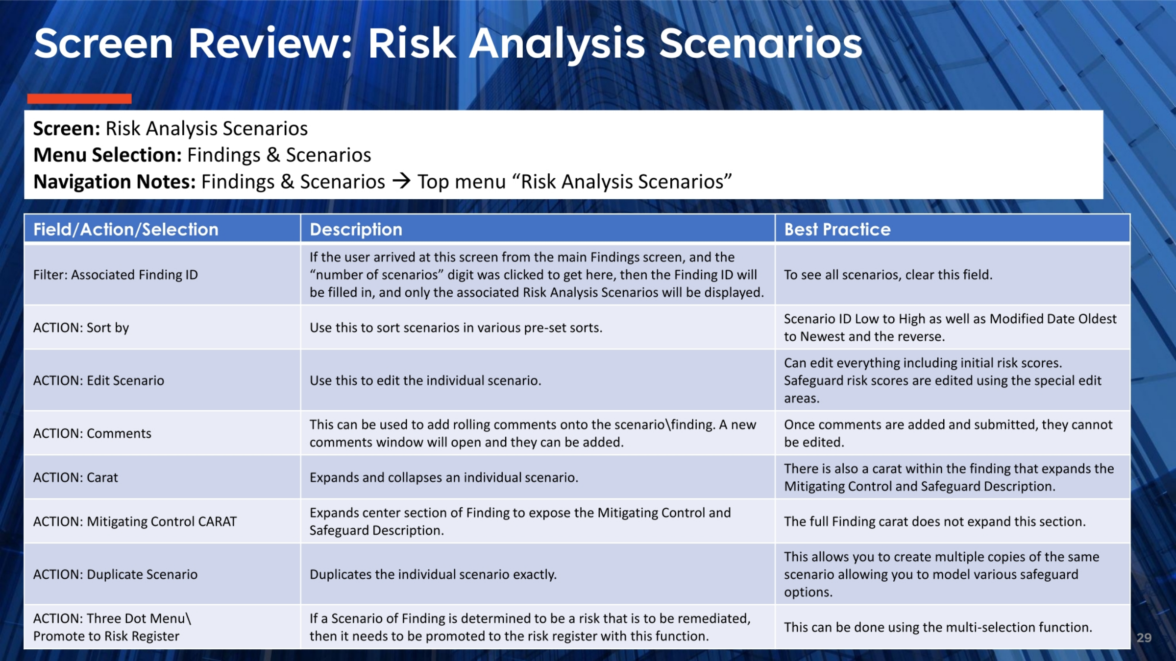 Screen Review: Risk Analysis Scenarios