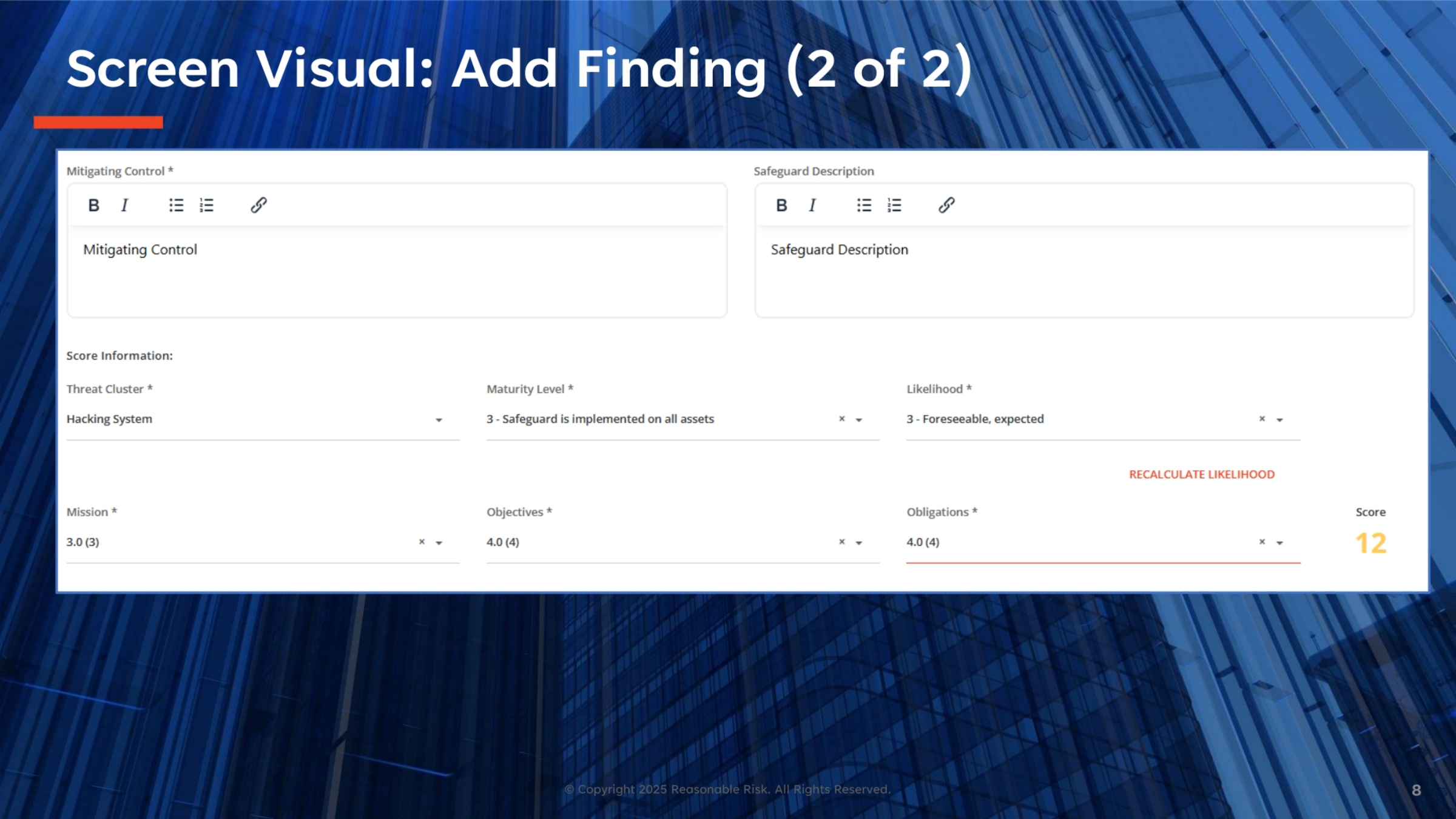 Screen Visual: Add Finding (2 of 2)