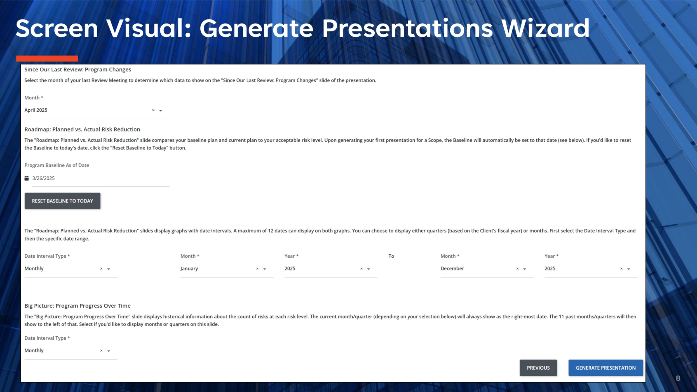 Generate Presentations Wizard Visual