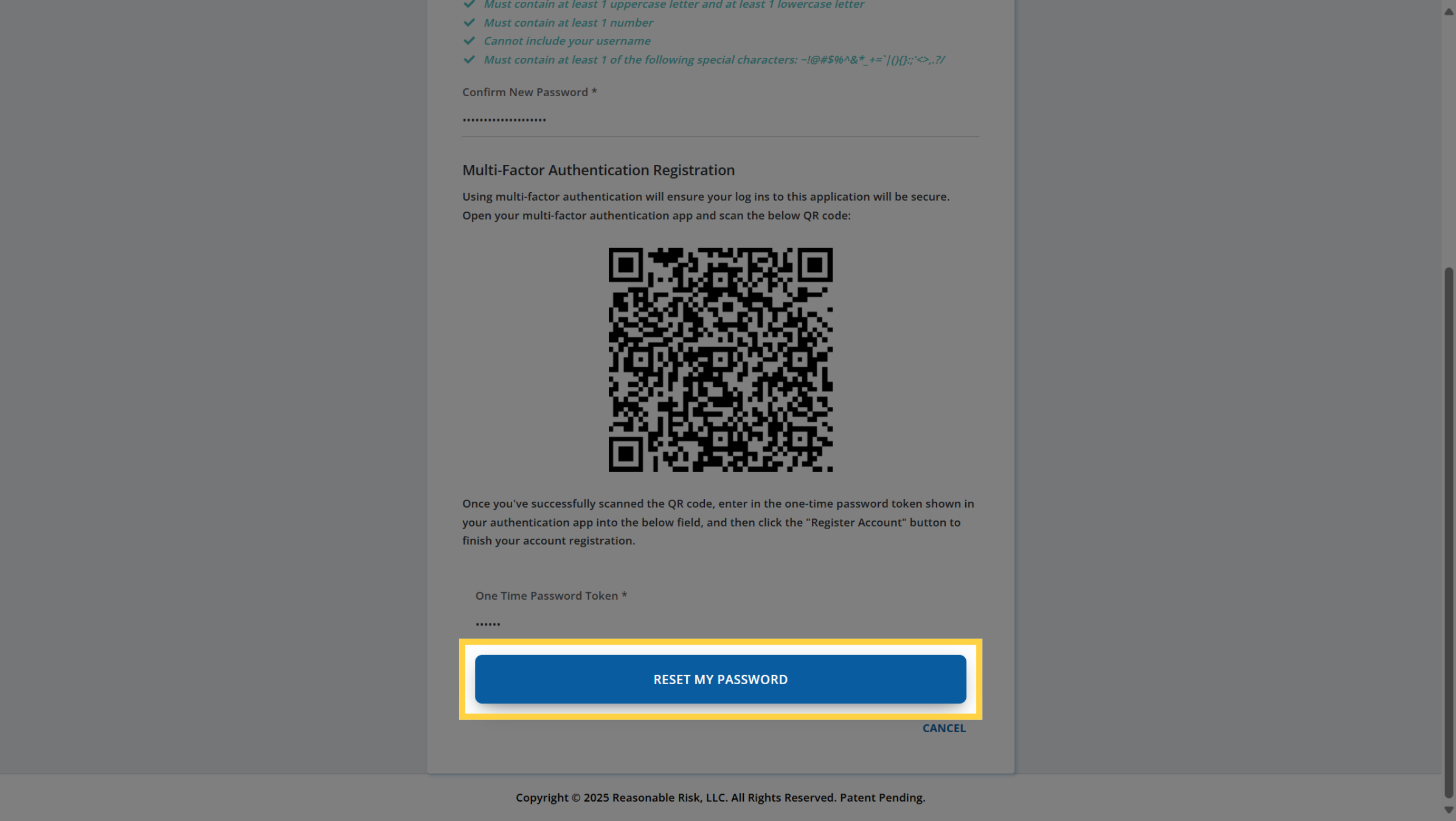 Complete the Password Reset