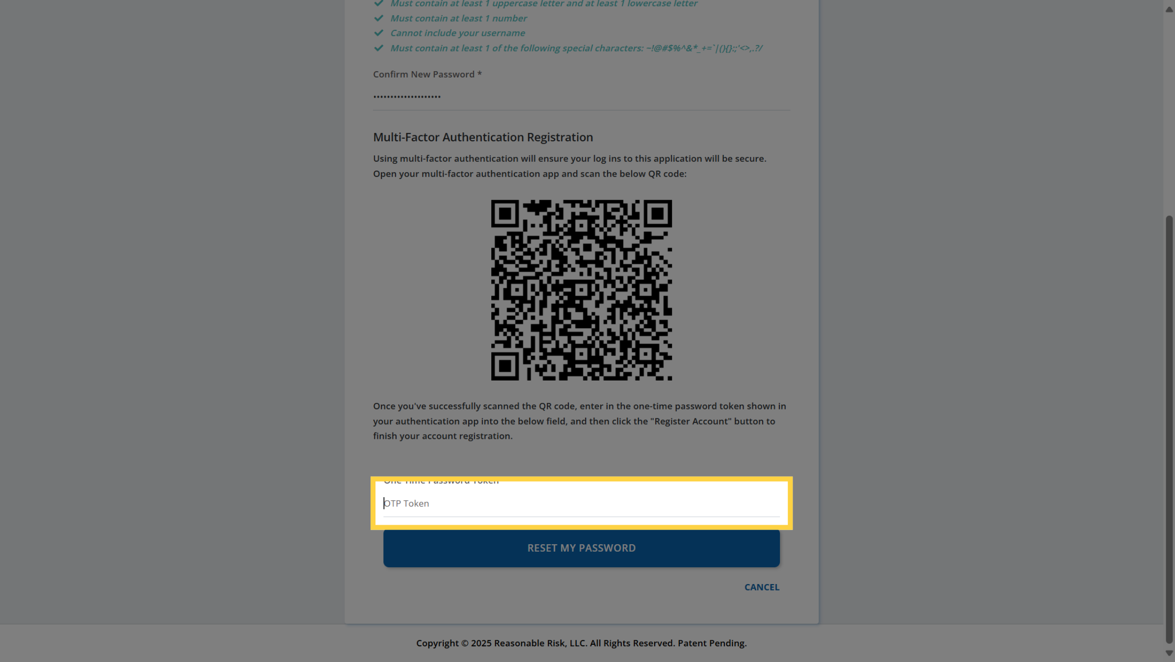 Enter OTP Token