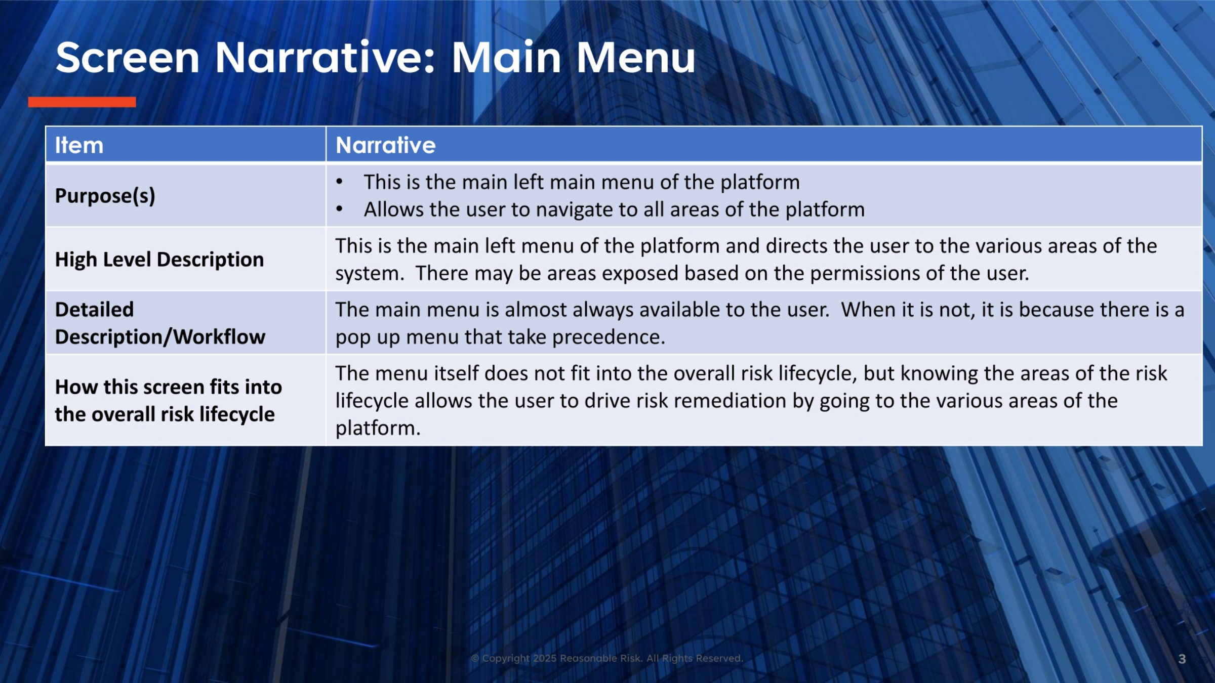 Screen Narrative: Main Menu