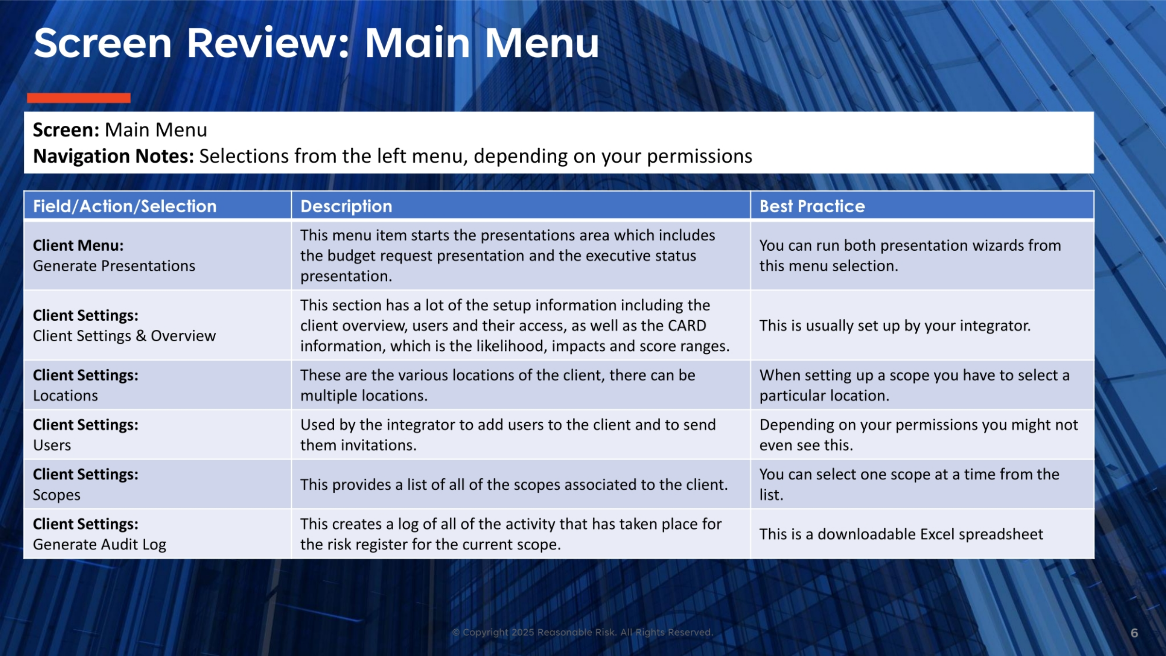 Screen Review: Main Menu Navigation (Part 2)