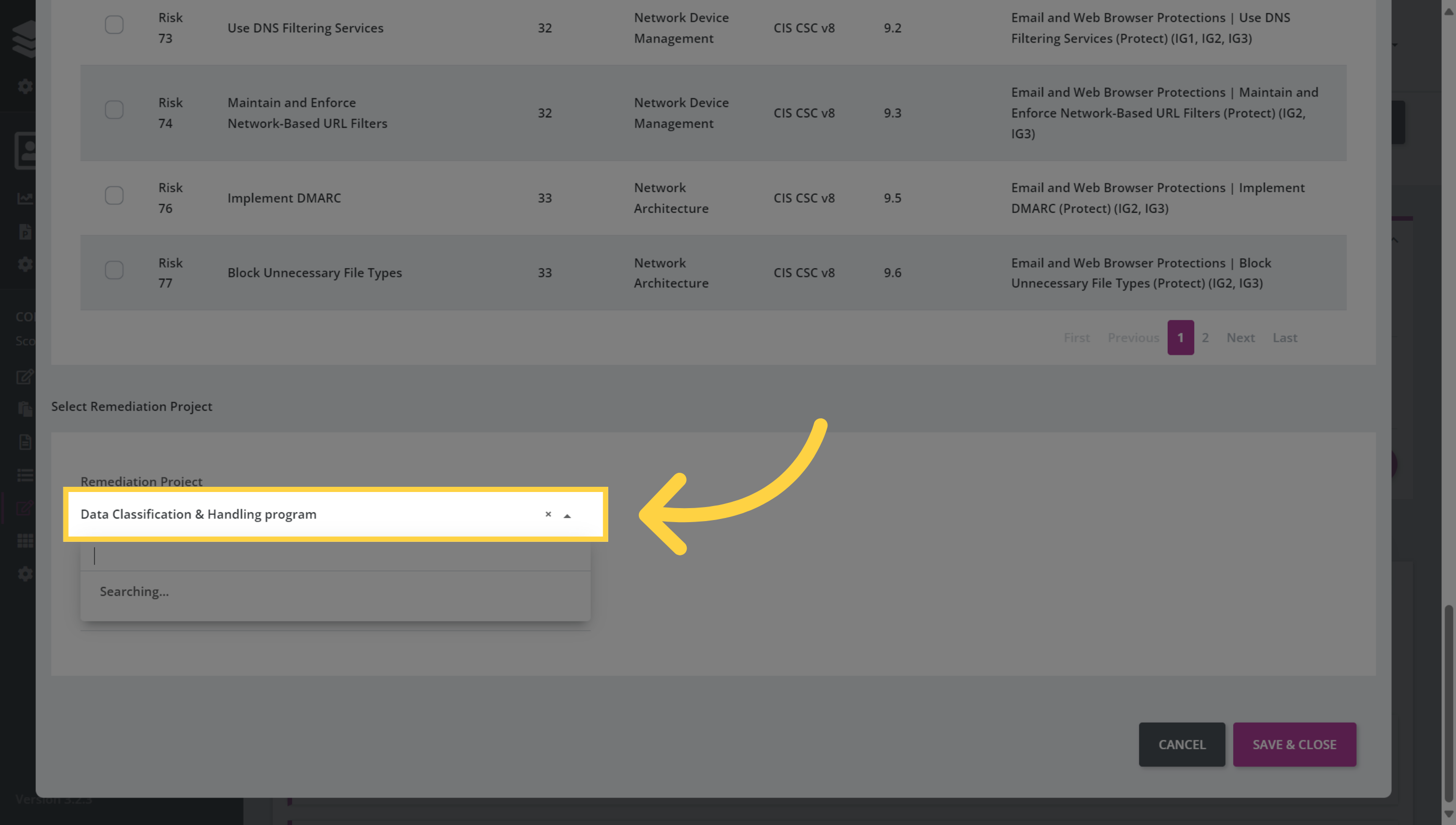 Select the Remdiation Project