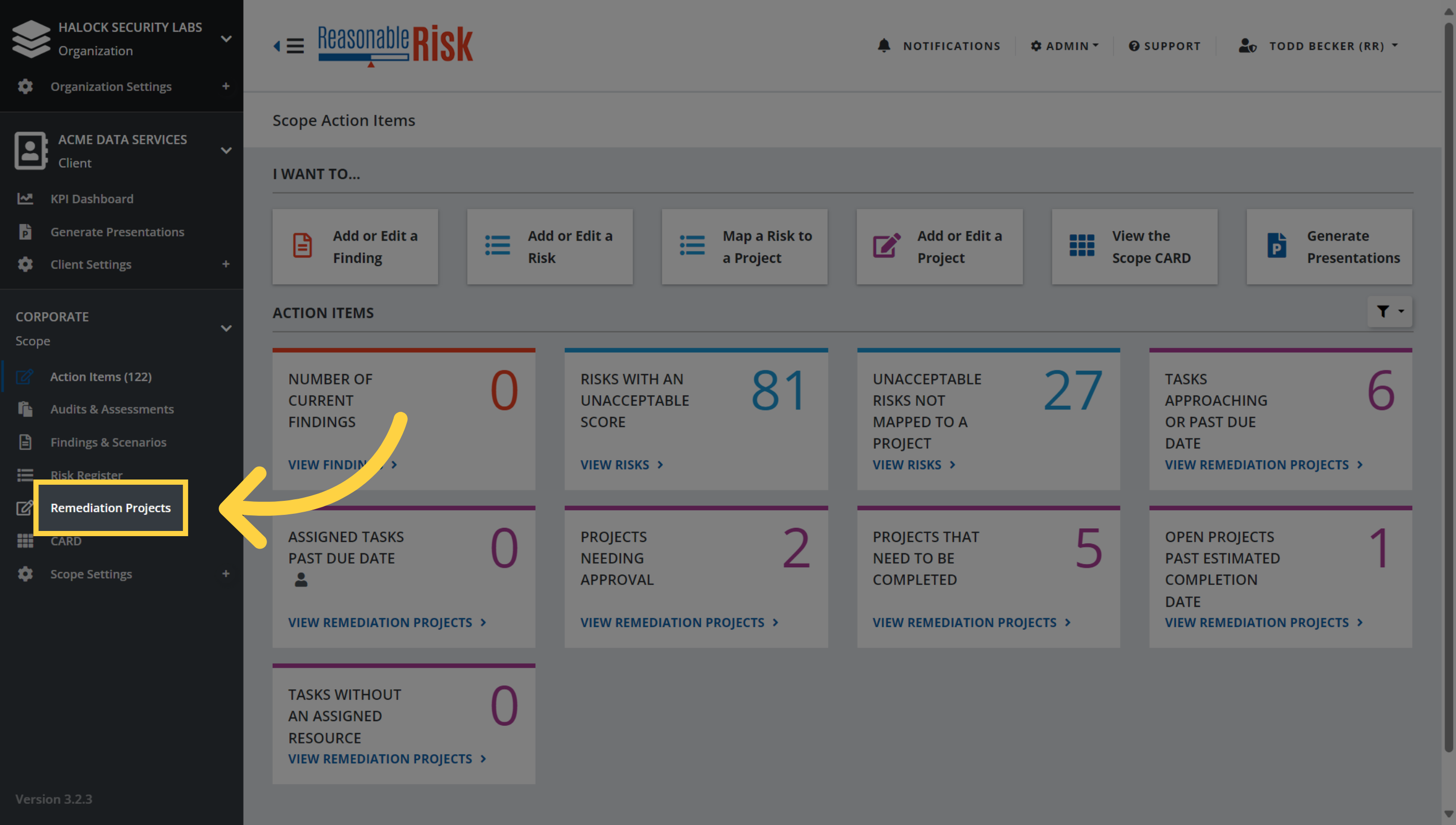 Map a Risk to a Project from a Remediation Project.