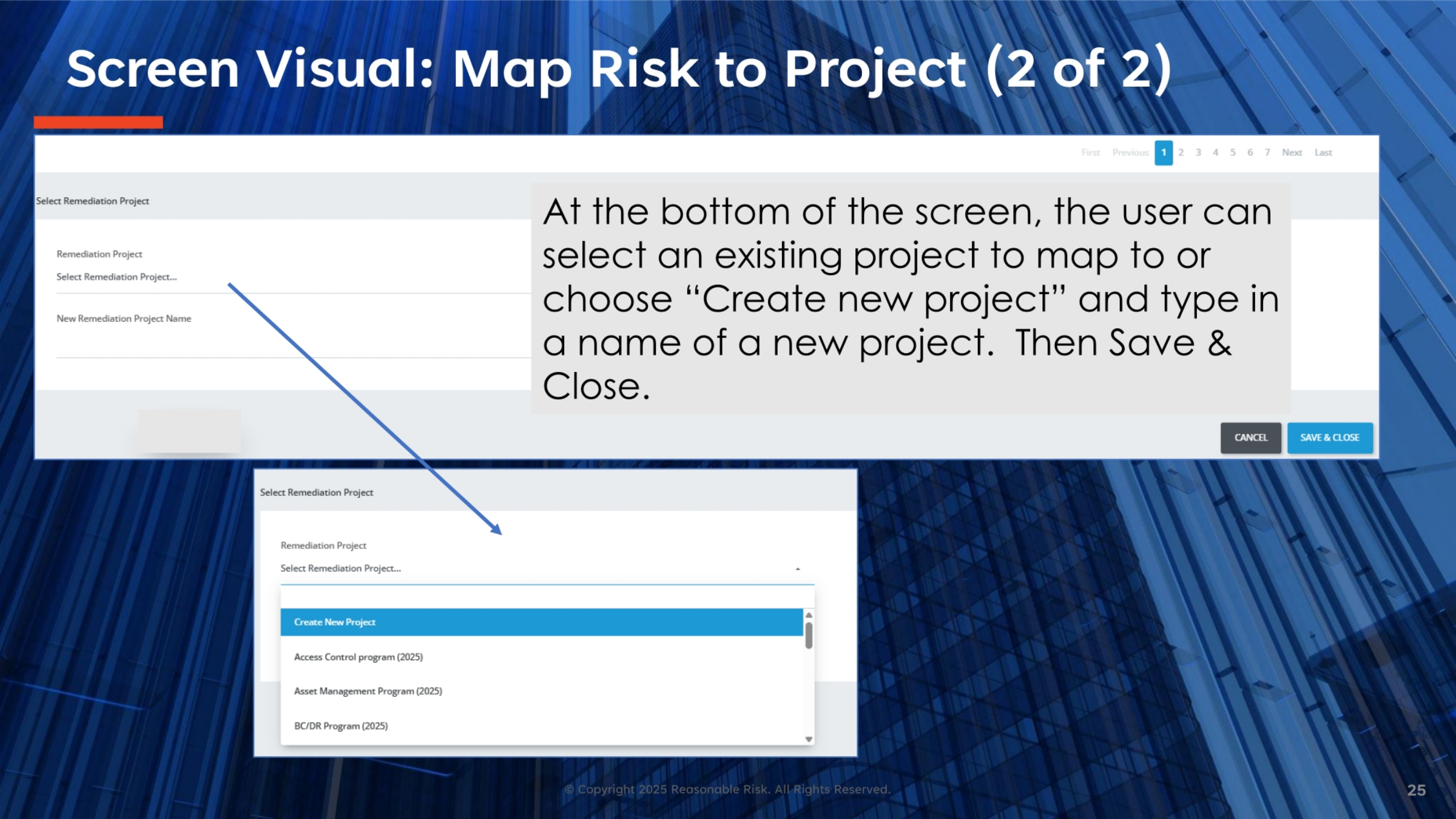 Screen Visual: Map Risk to Project (2 of 2)