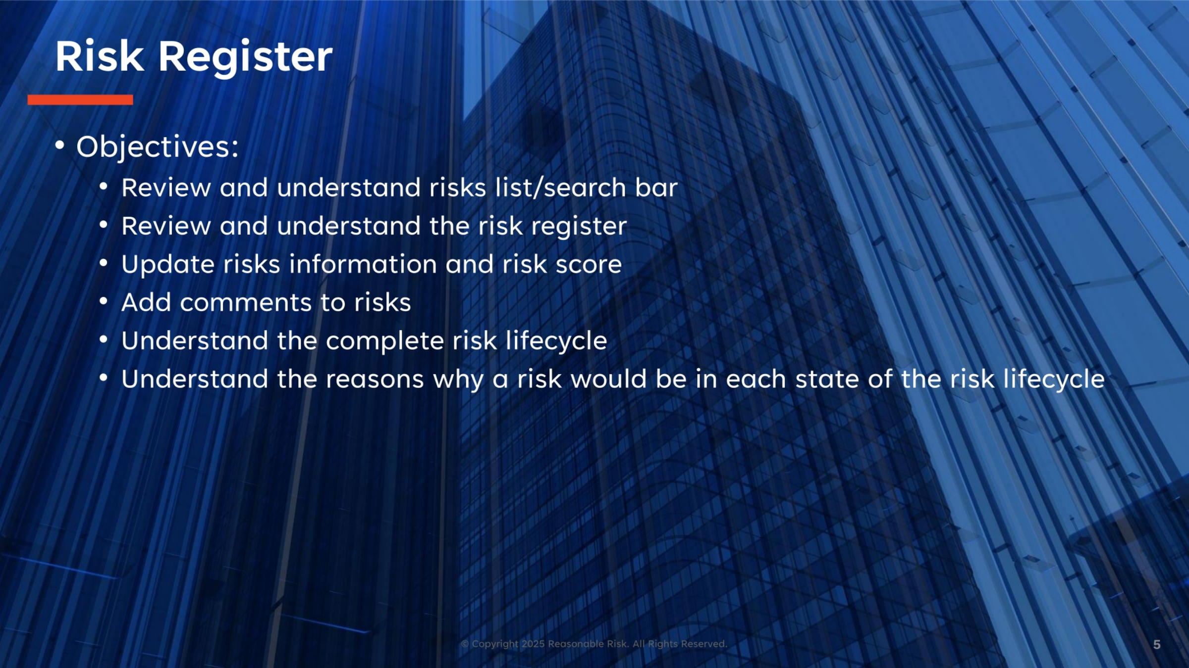 Risk Register Objectives