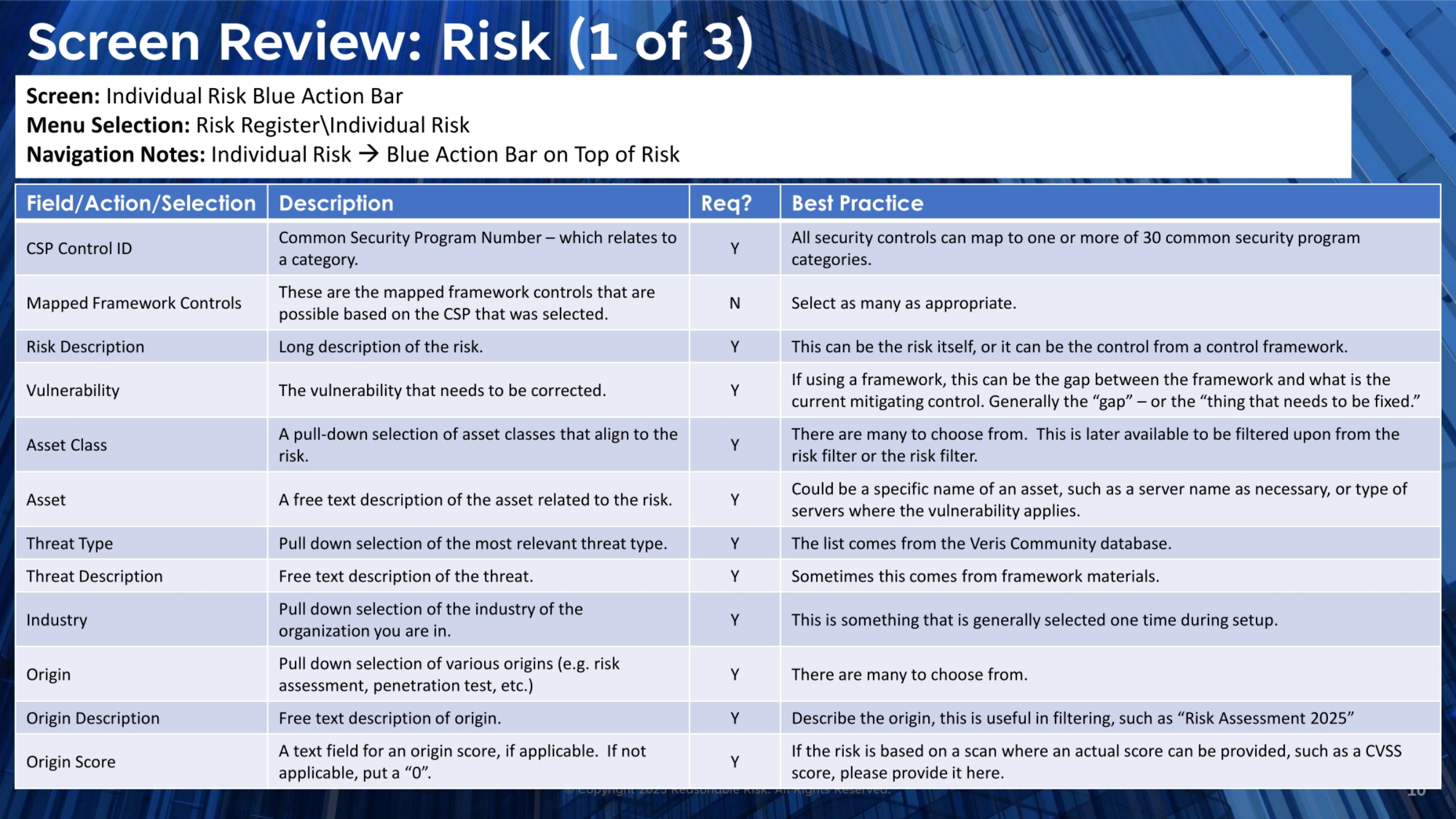 Screen Review: Risk (1 of 3)