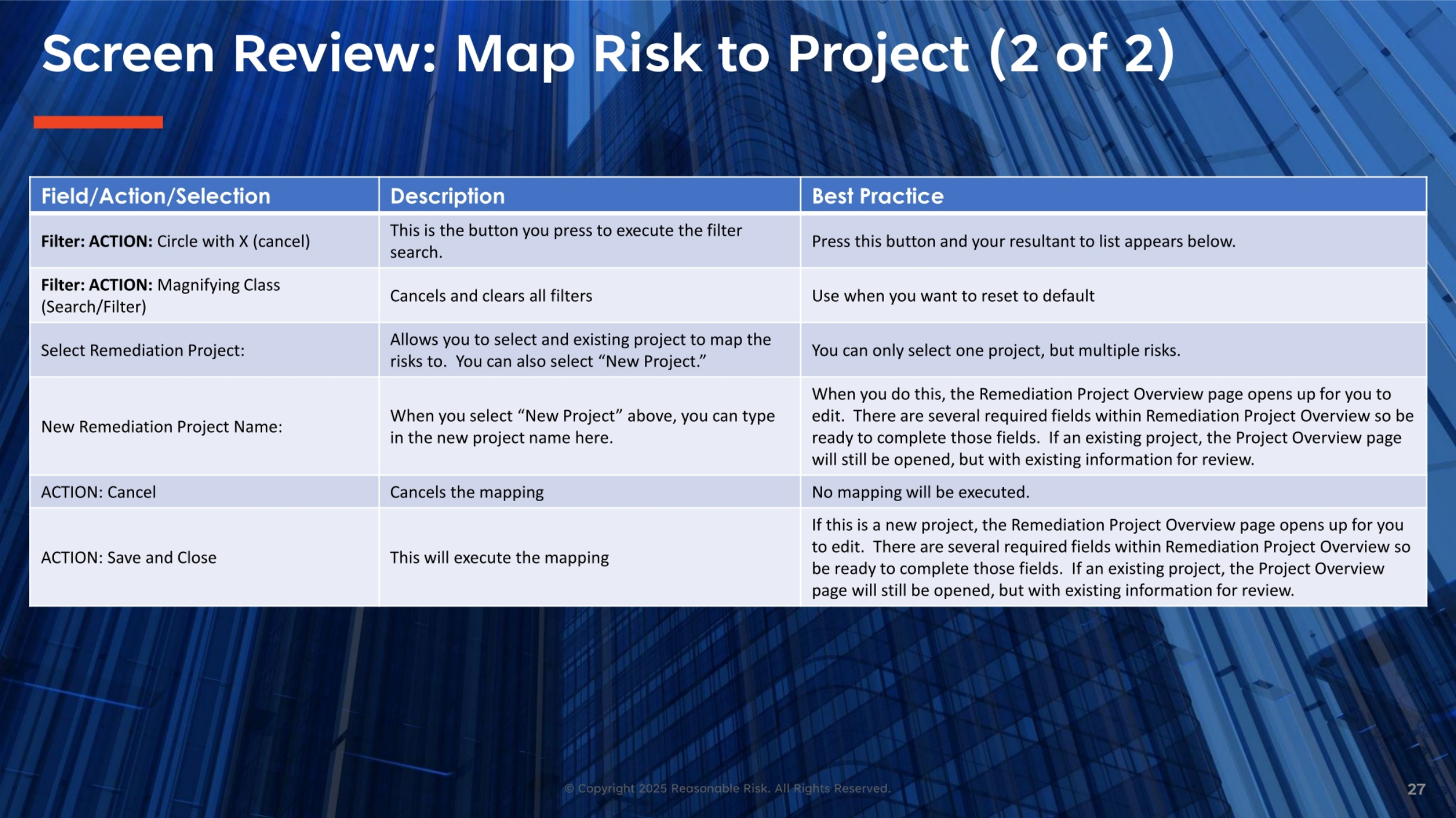 Screen Review: Map Risk to Project (2 of 2)