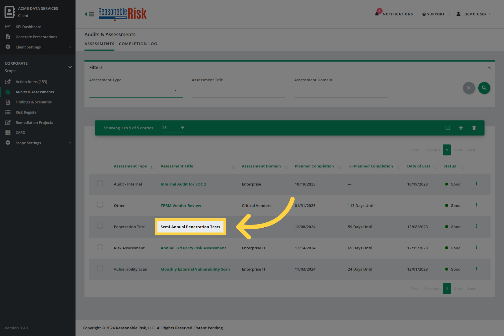 Update an Audit/Assessment