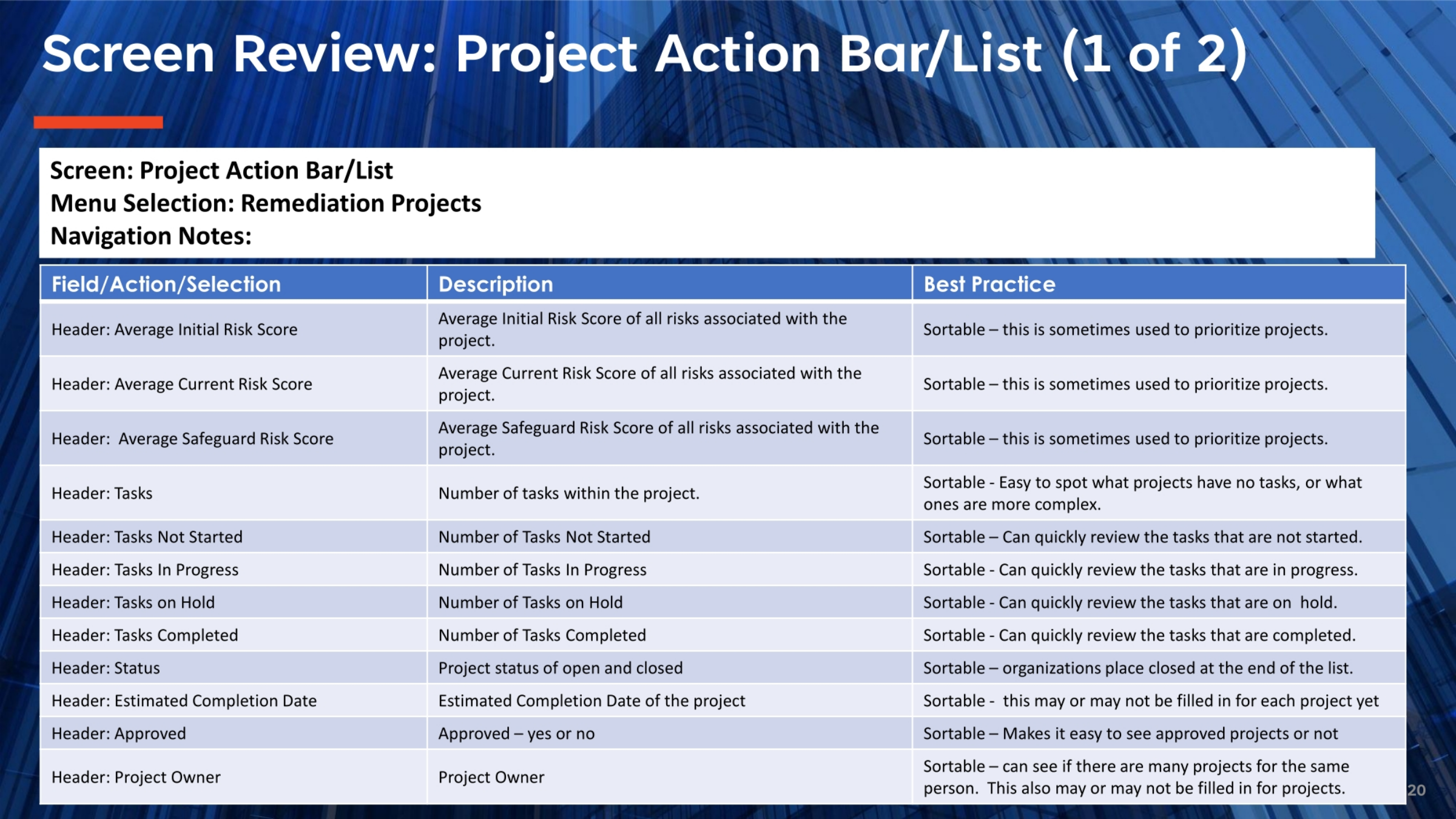 Project Action Bar and List: Part 2