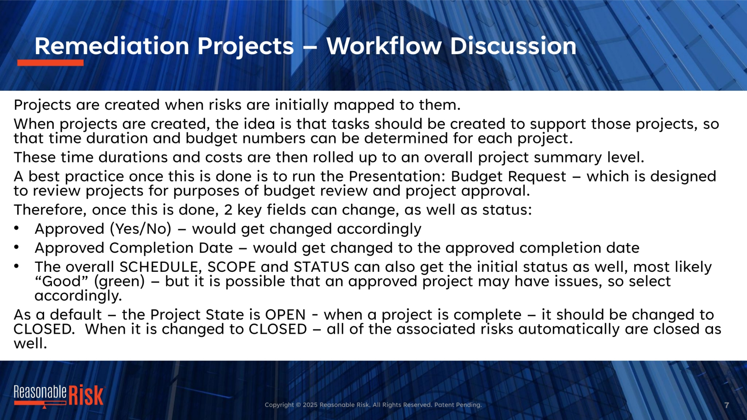 Remediation Projects Workflow and Status