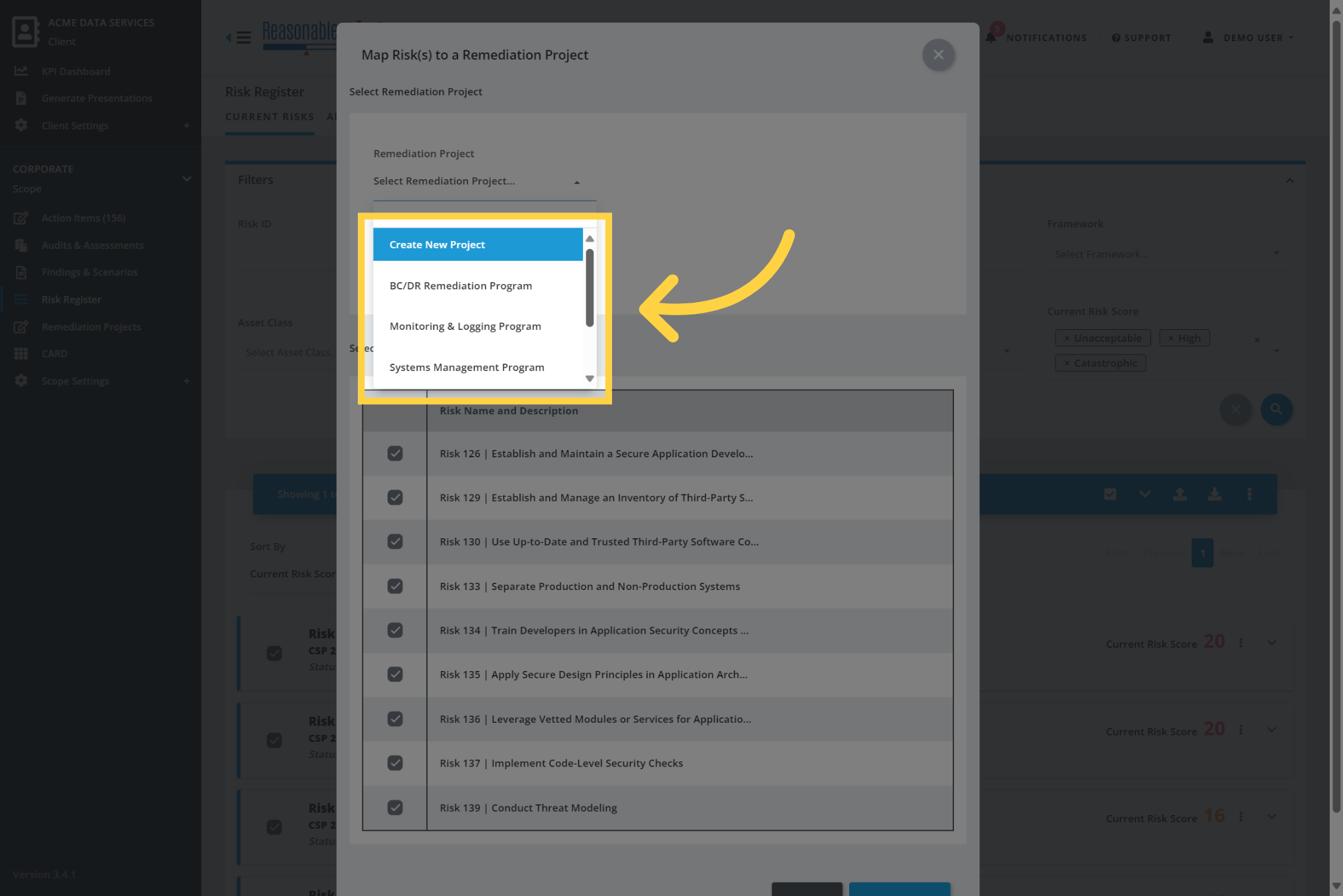 Select a project