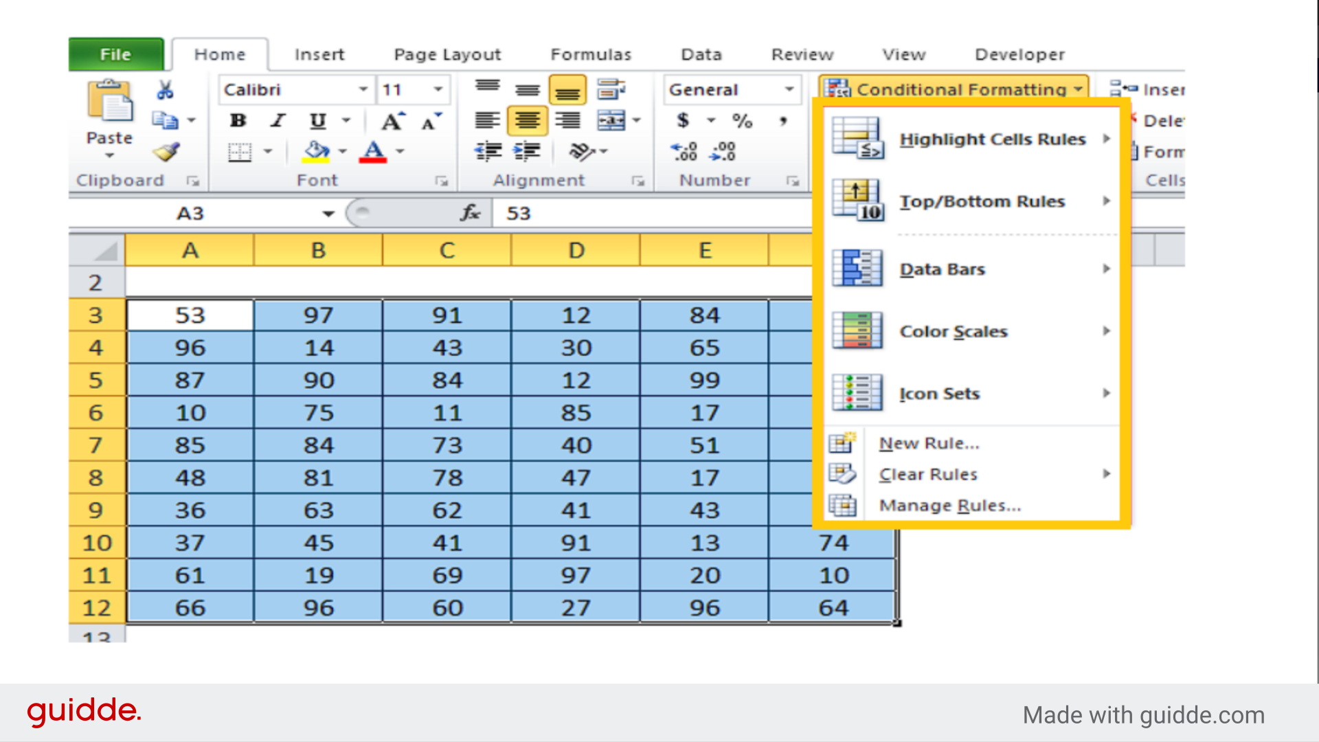 Click on Highlight Cells Rules