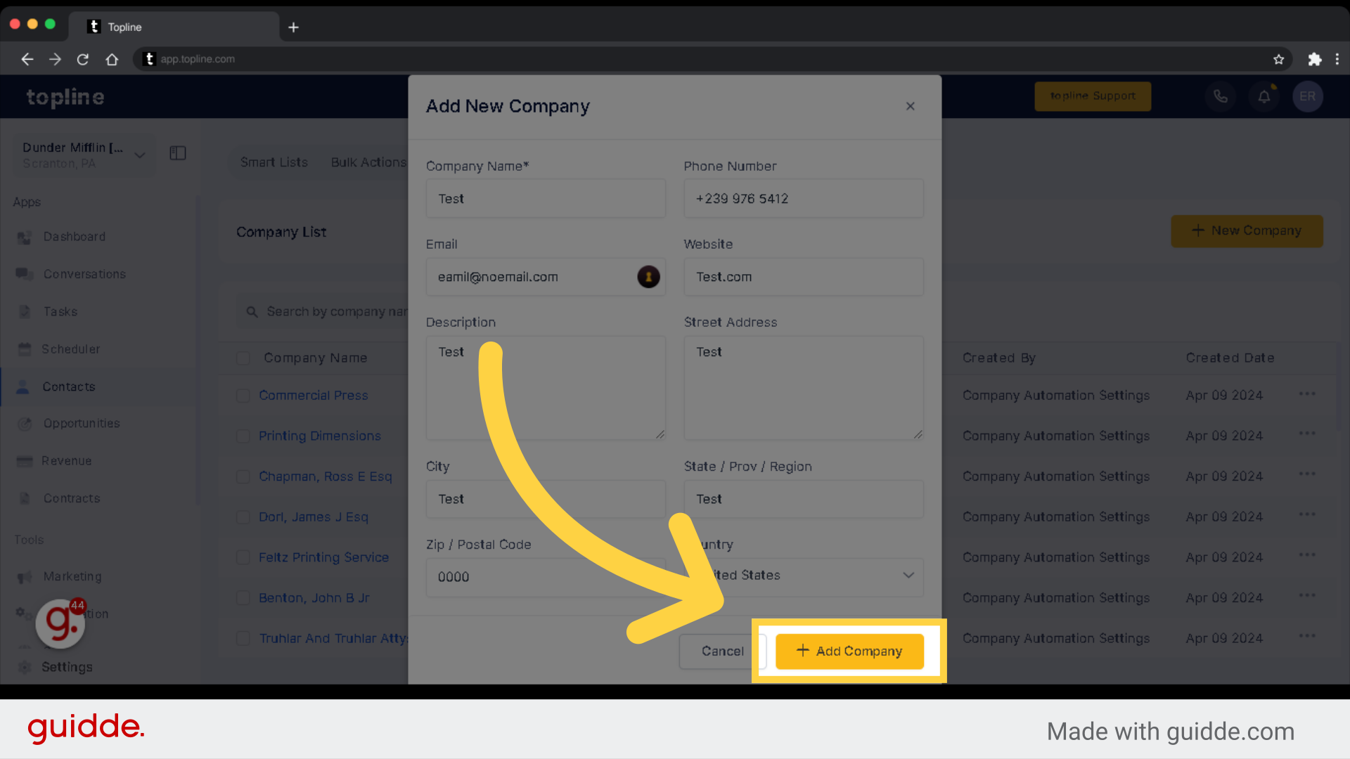 Click '+Add Company'
