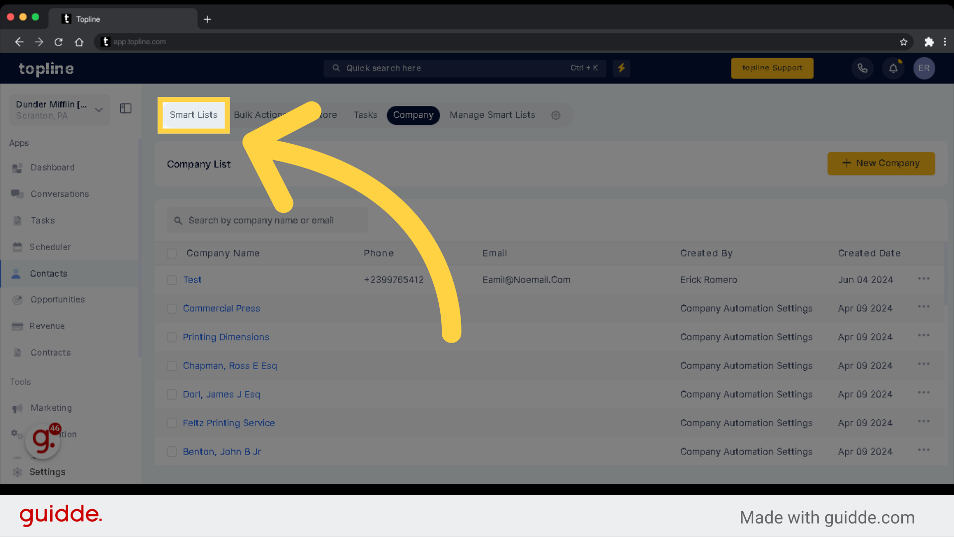 Click 'Smart Lists'