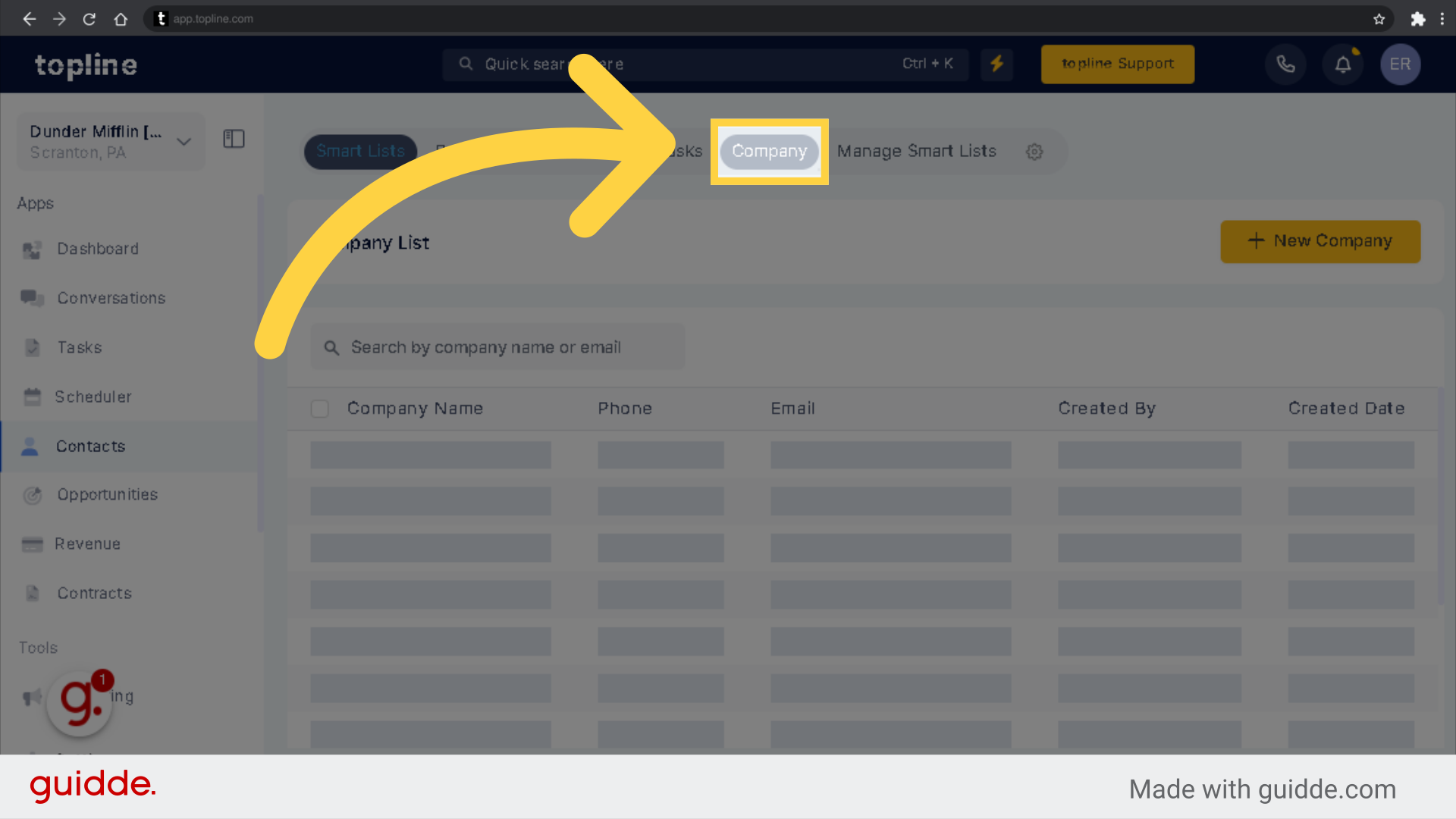 Click 'Company'