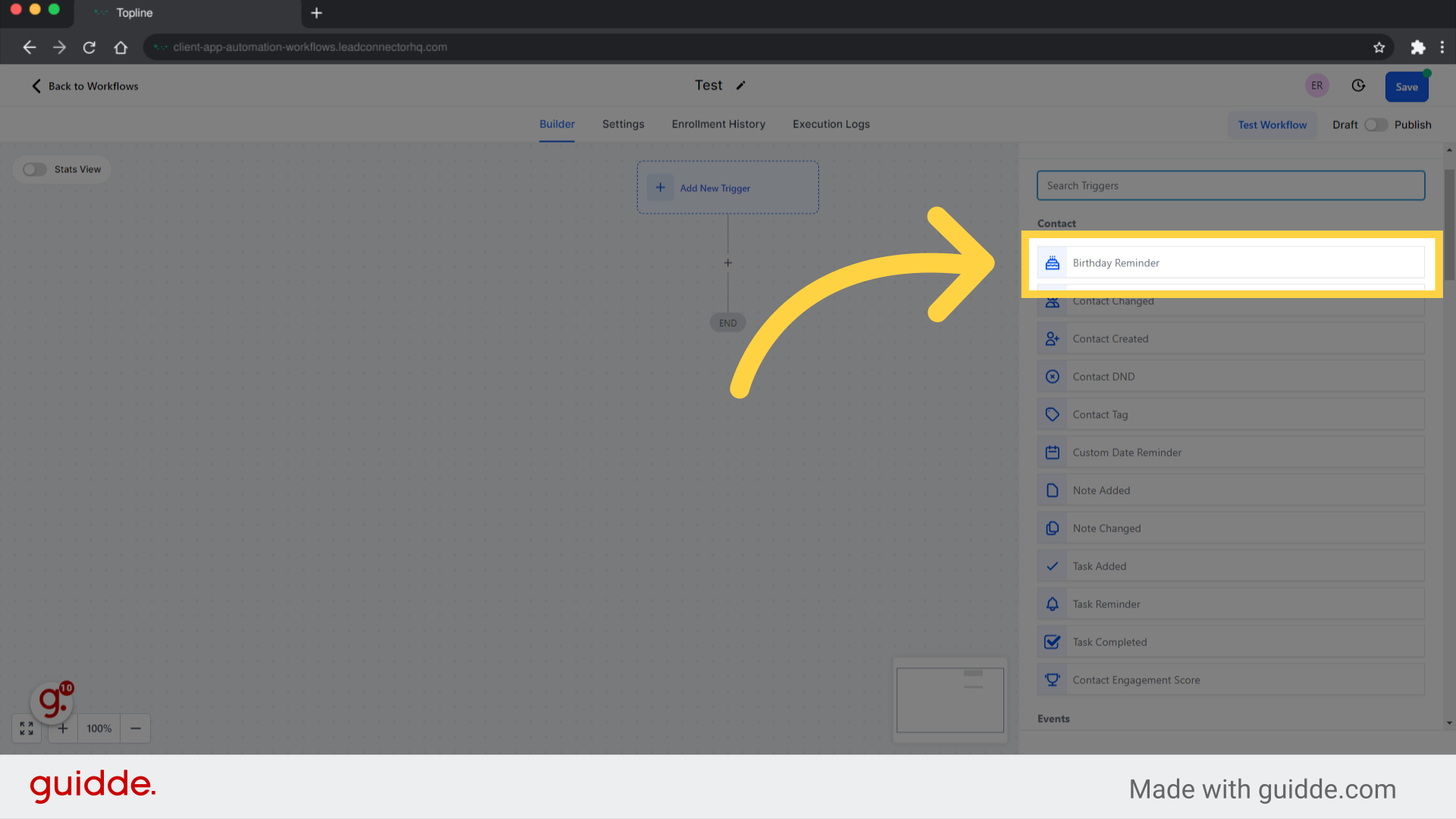 Select Workflow Trigger