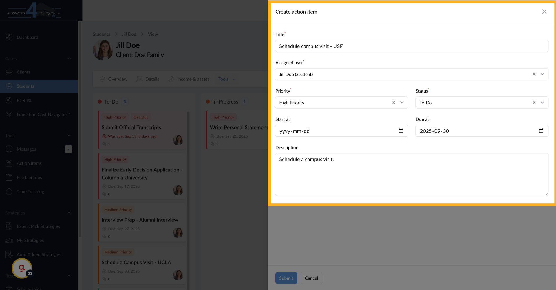 Fill in the information
