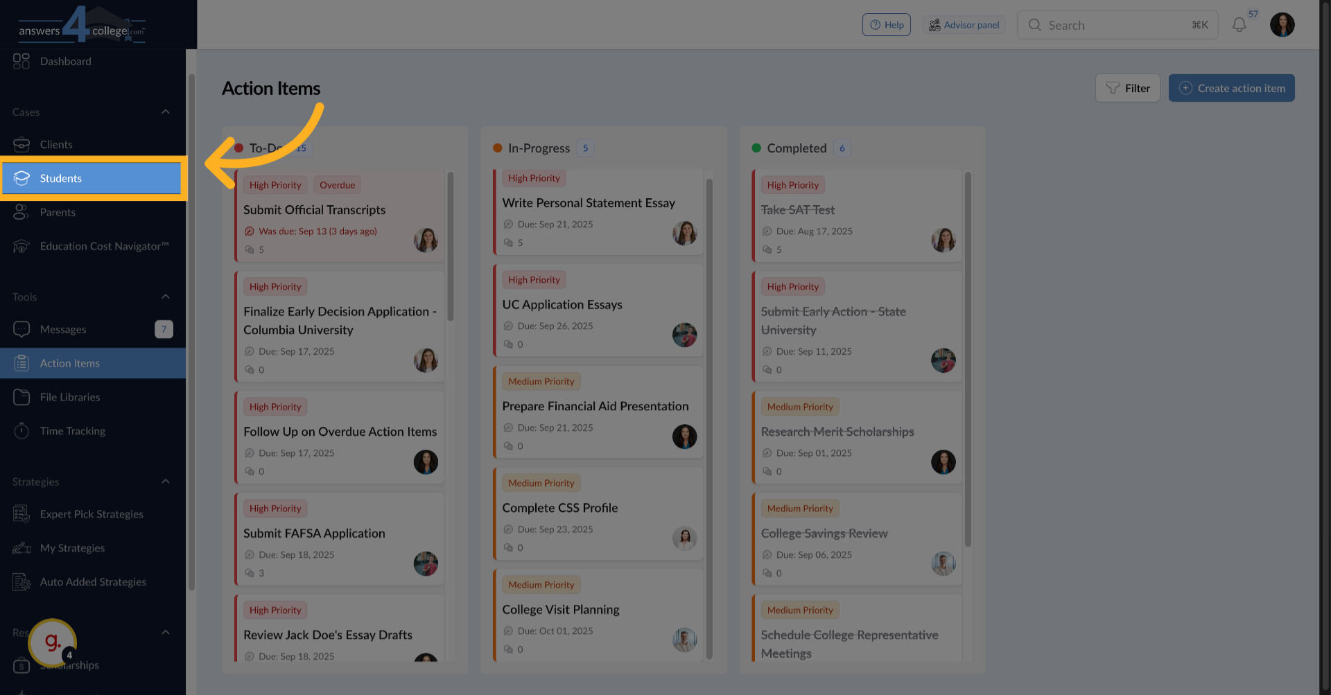  Navigating to a Student