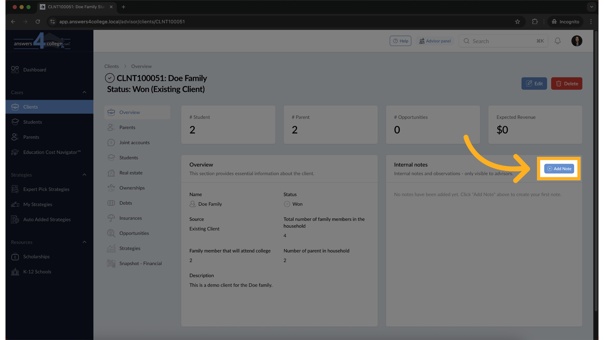 Initiating a New Note