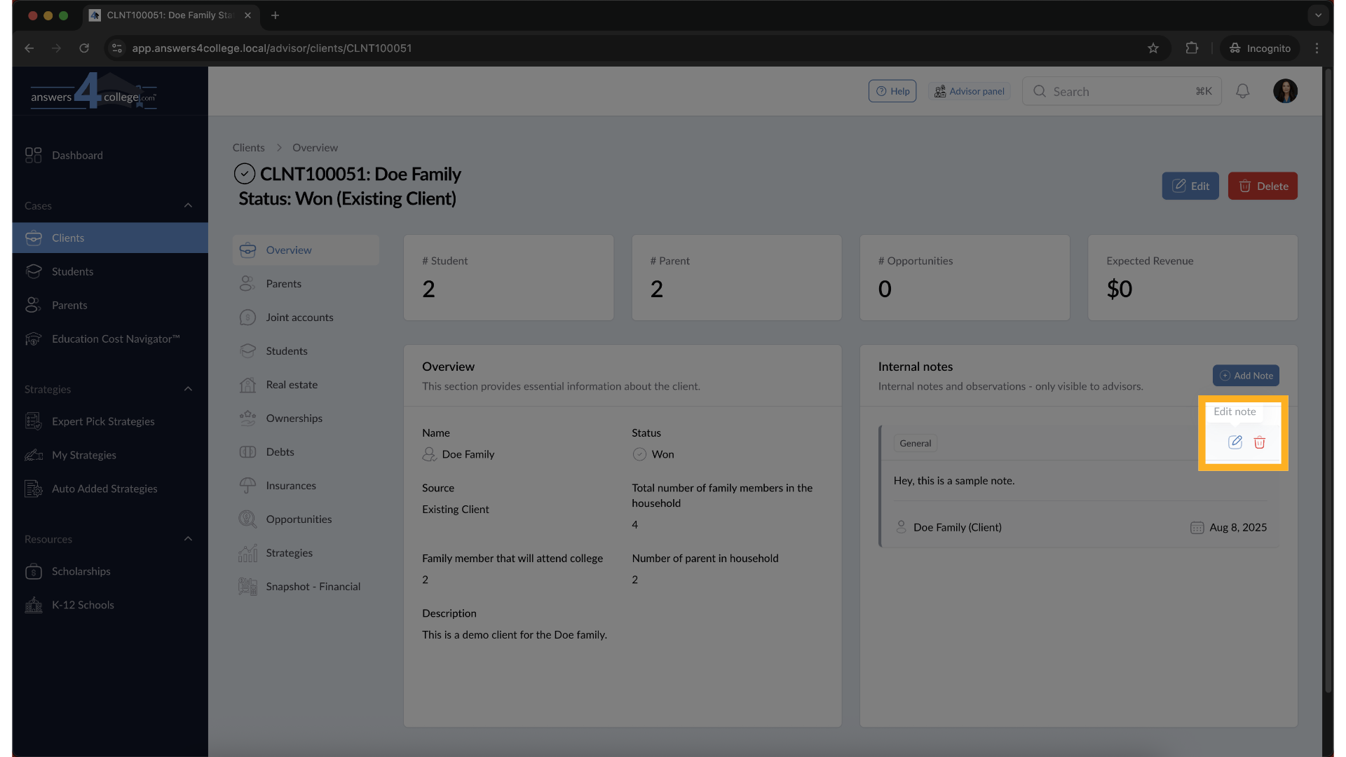 Editing an Existing Note