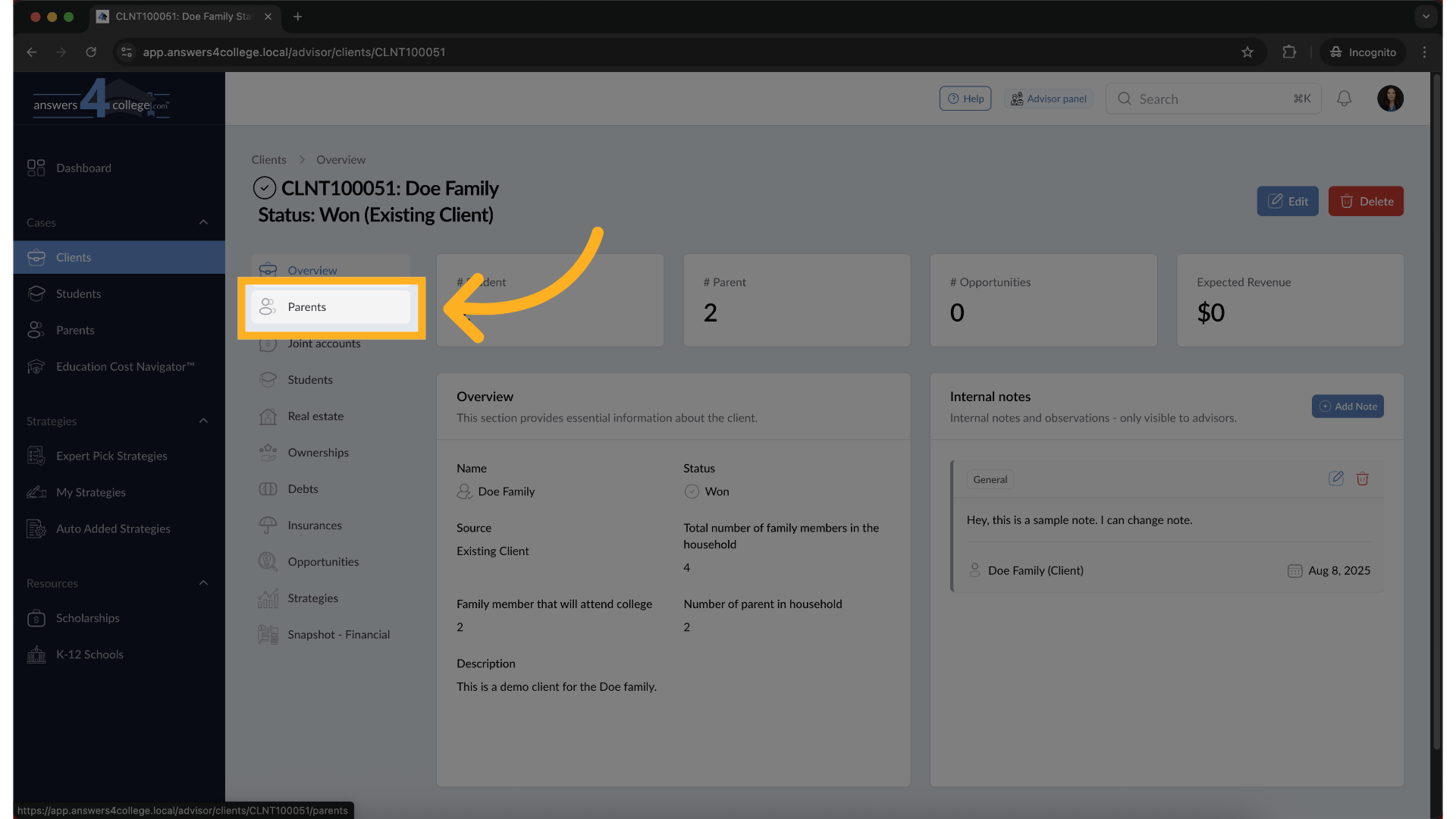 Creating Notes for Parents