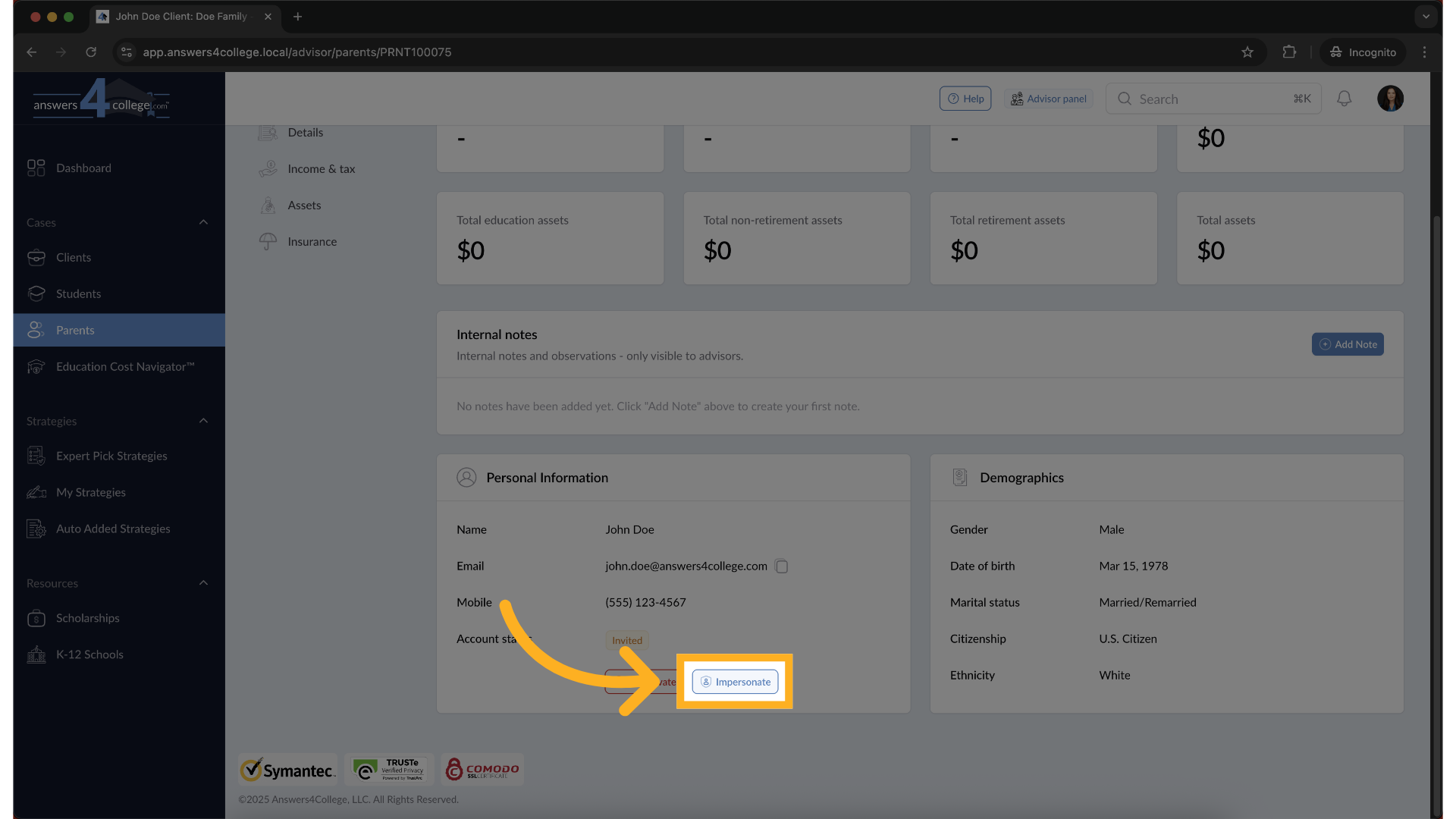 Using the Impersonation Feature