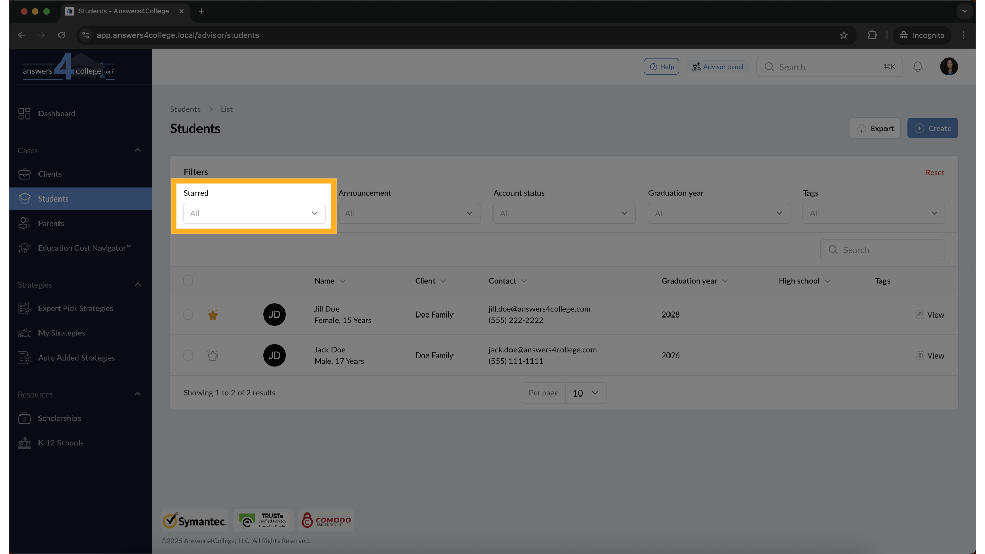 Using the Star Filter