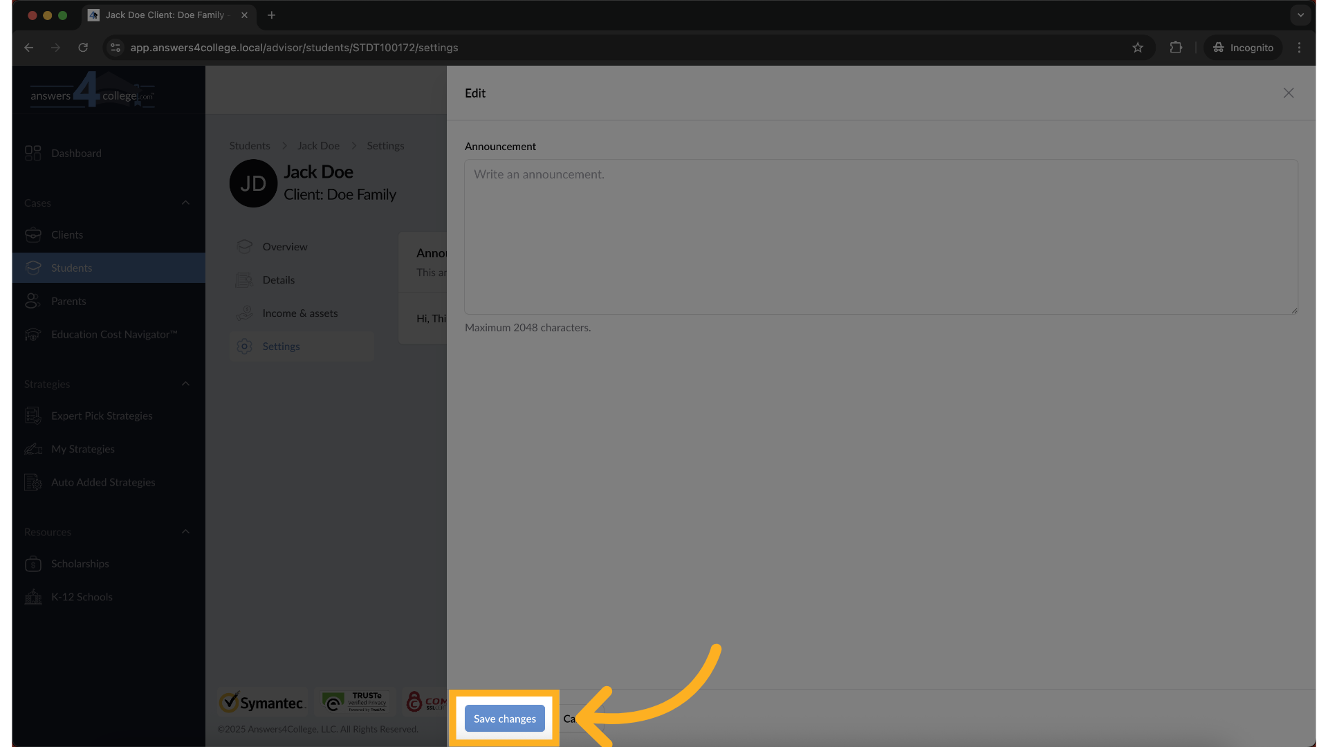 Click 'Save changes'