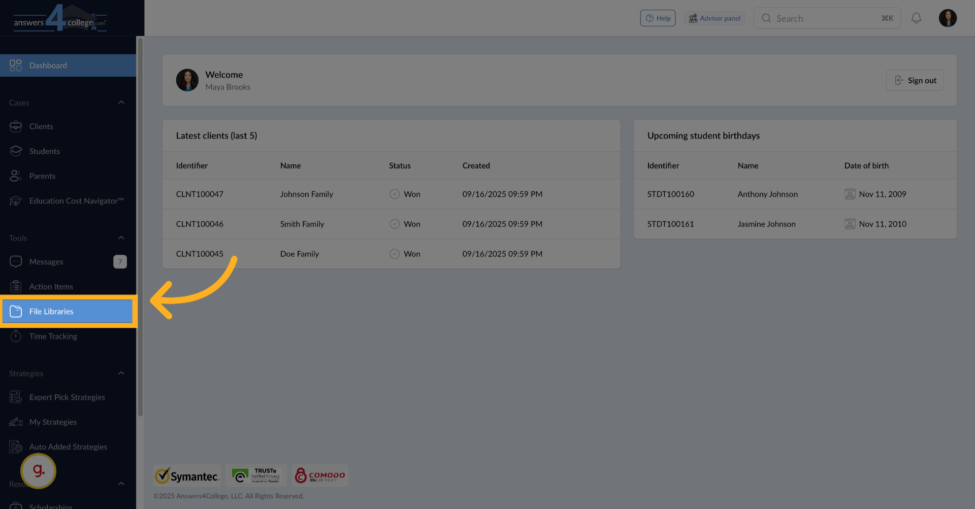 Navigating to File Libraries