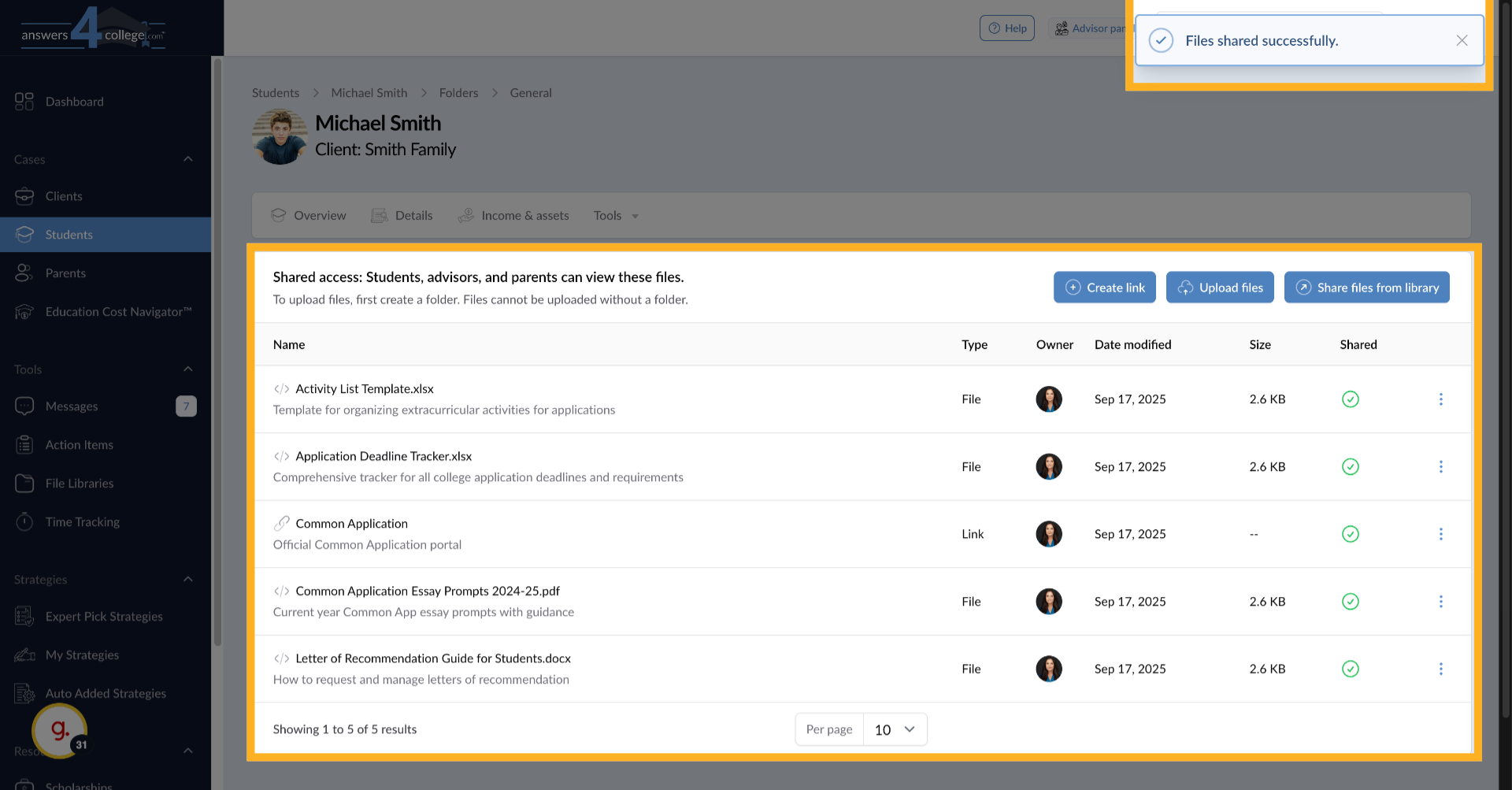 Viewing Shared Files